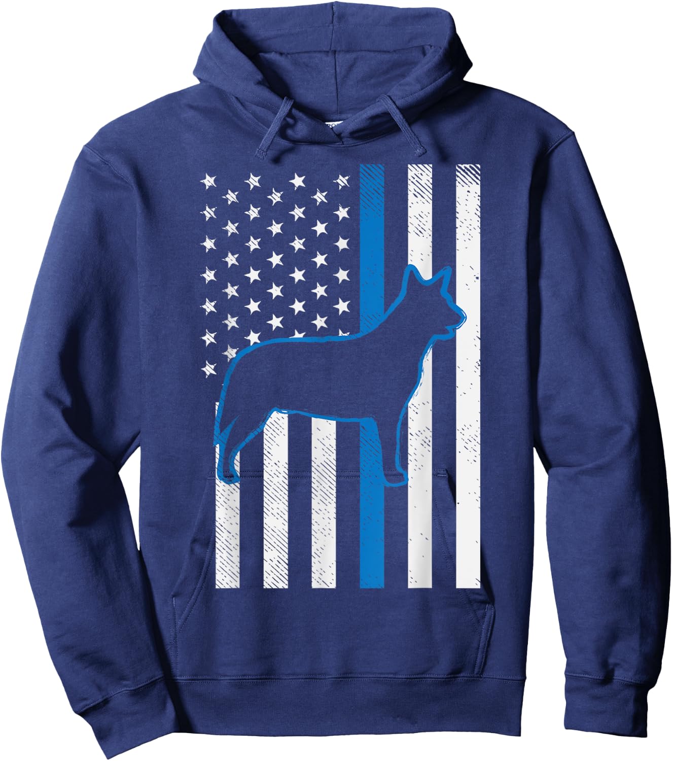 Thin Blue Line US Flag Heeler Police Cattle Dog Patriot Gift Men Women Kids Hoodie - Hoodie | Navy