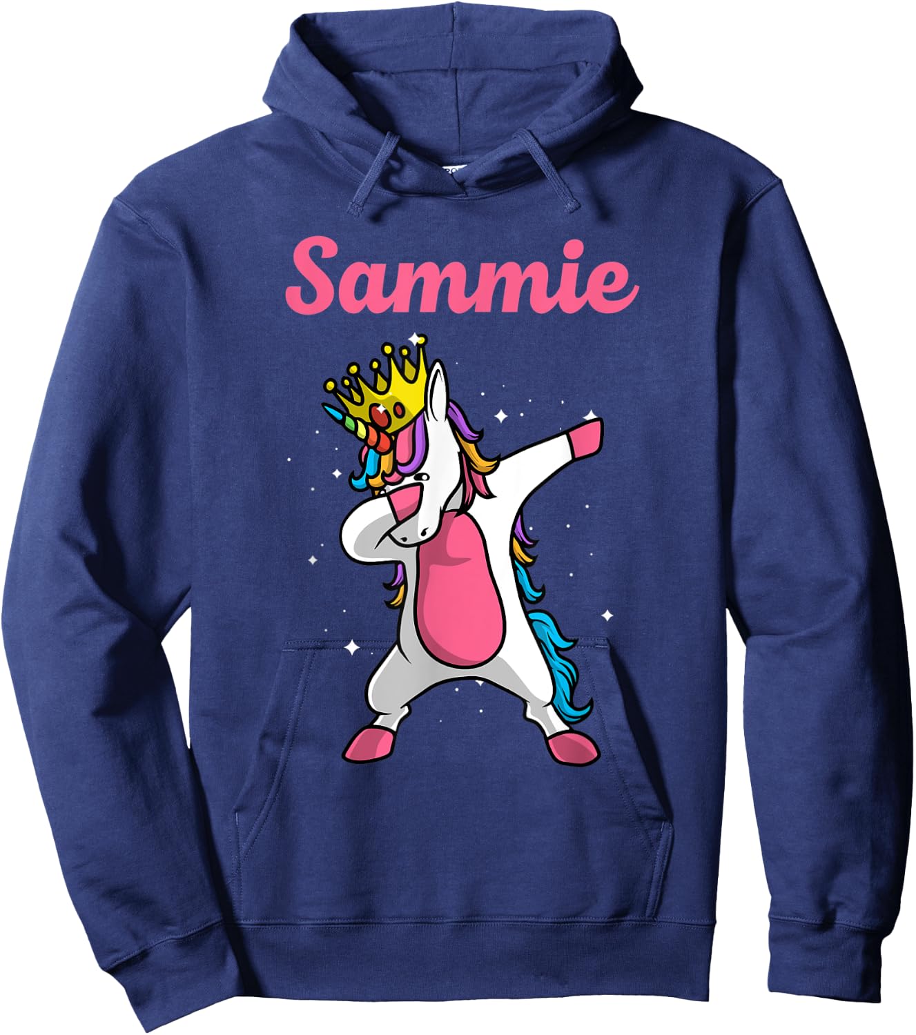 SAMMIE Name Personalized Birthday Dabbing Unicorn Queen Hoodie - Hoodie | Navy