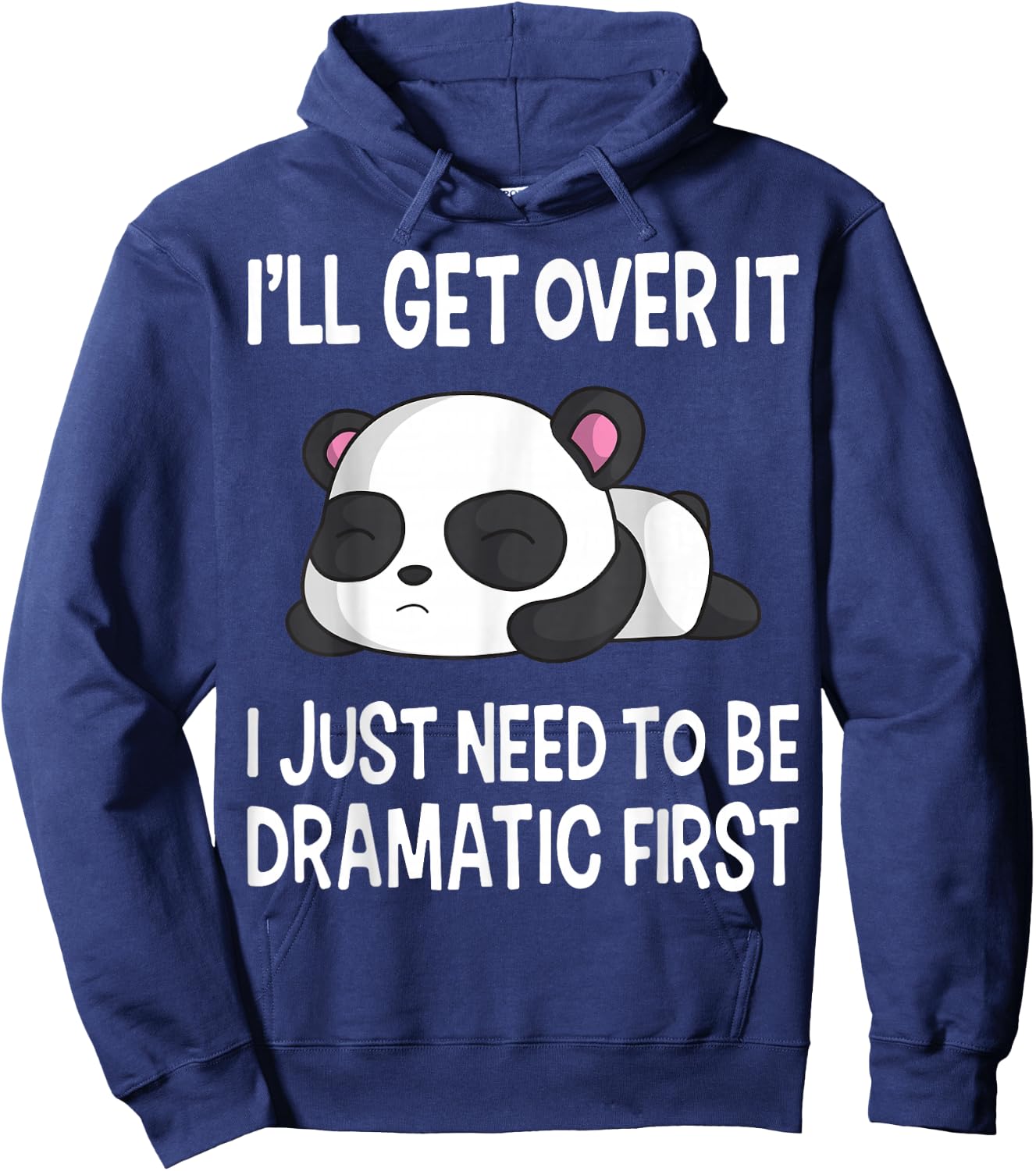 Funny Dramatic Panda Kawaii Bear Face Anime Lovers Hoodie - Hoodie | Navy
