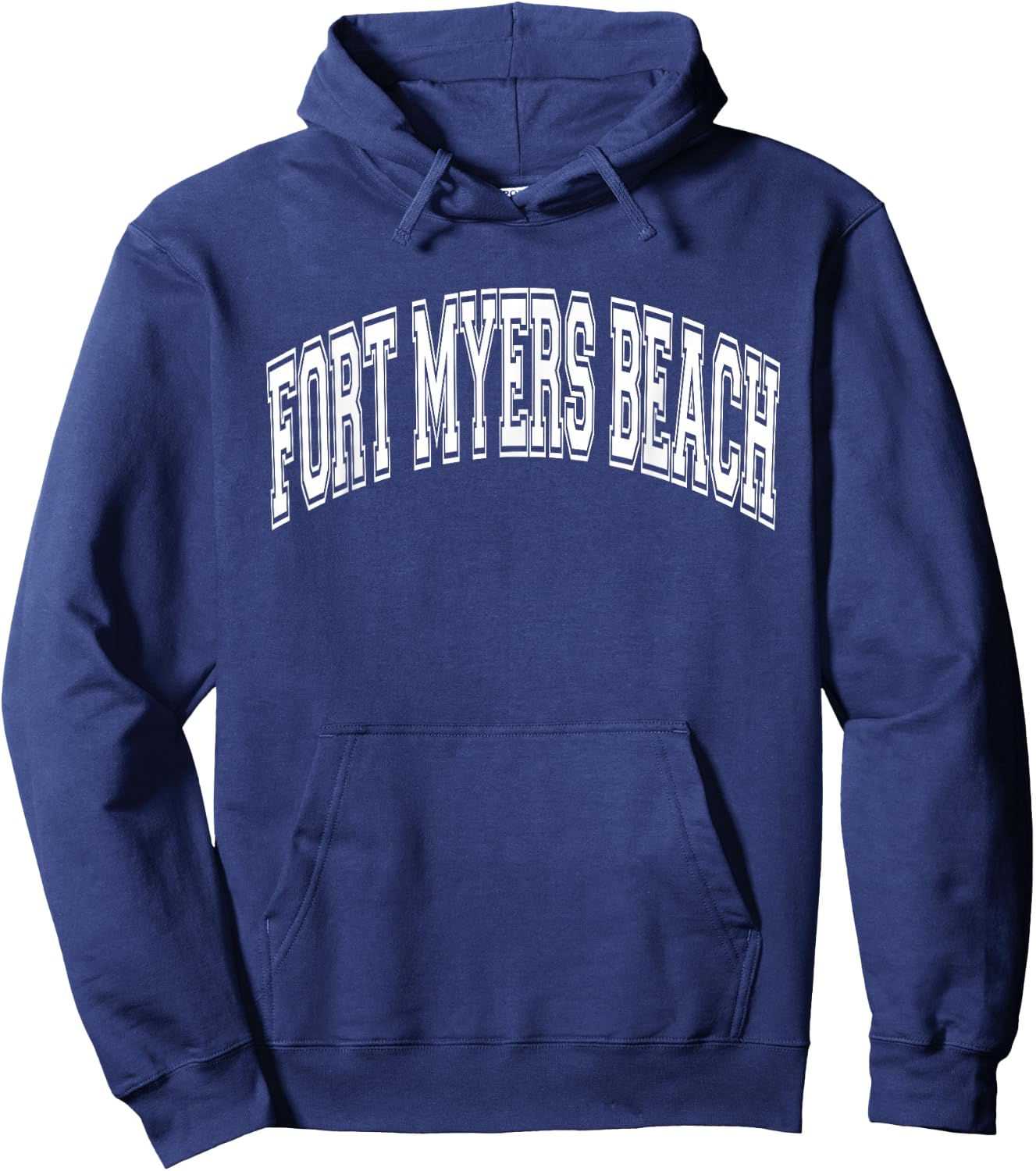 Fort Myers Beach Arched White Text Hoodie - Hoodie | Navy