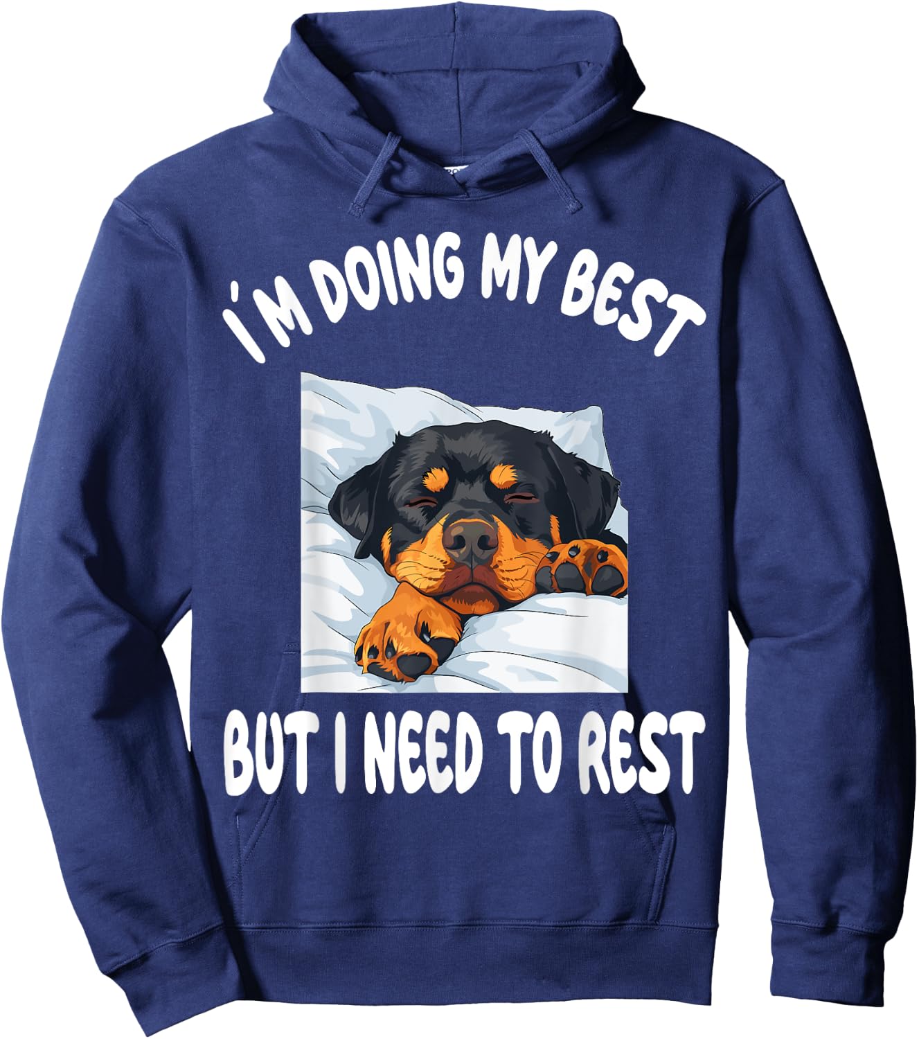 Rottweiler Rottie Dog Pajamas Nightgown Sleeping Napping Women Kids Hoodie - Hoodie | Navy