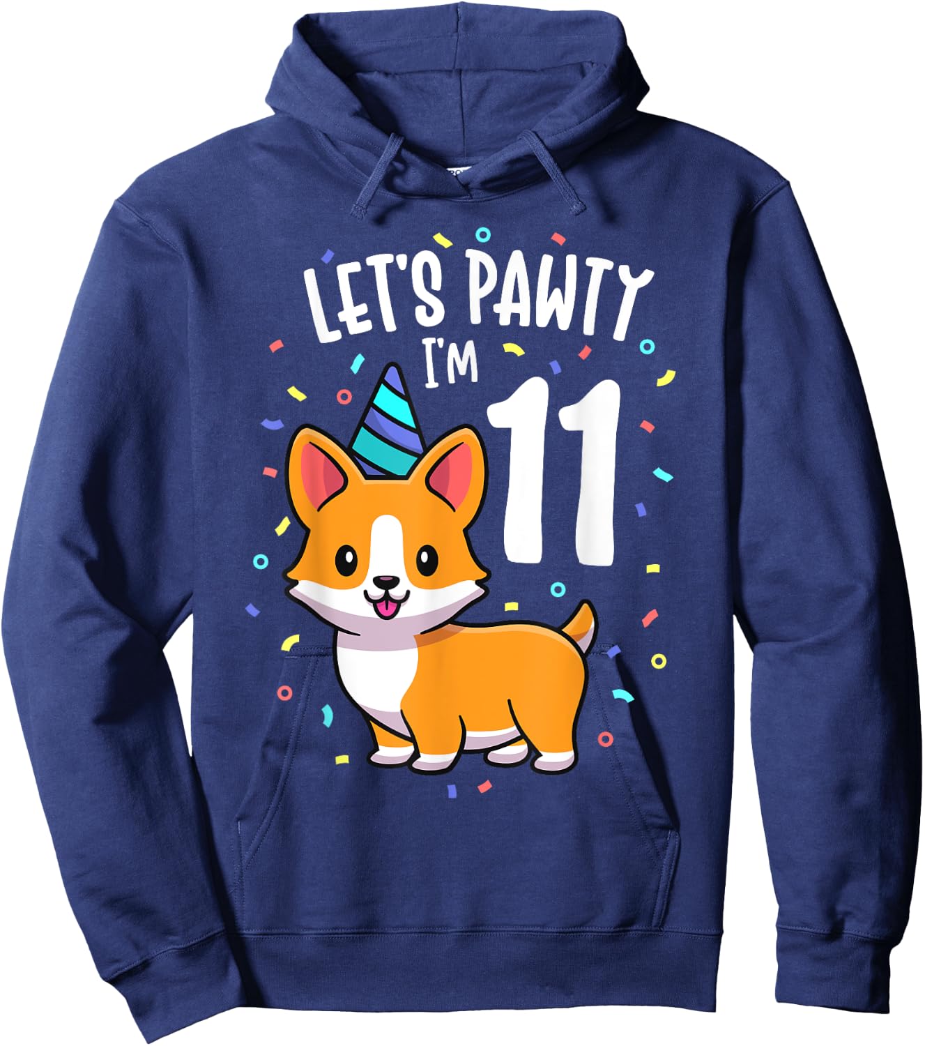 11 Years Old Corgi Dog Lover 11th Birthday Party Outfit Kid Hoodie - Hoodie | Navy