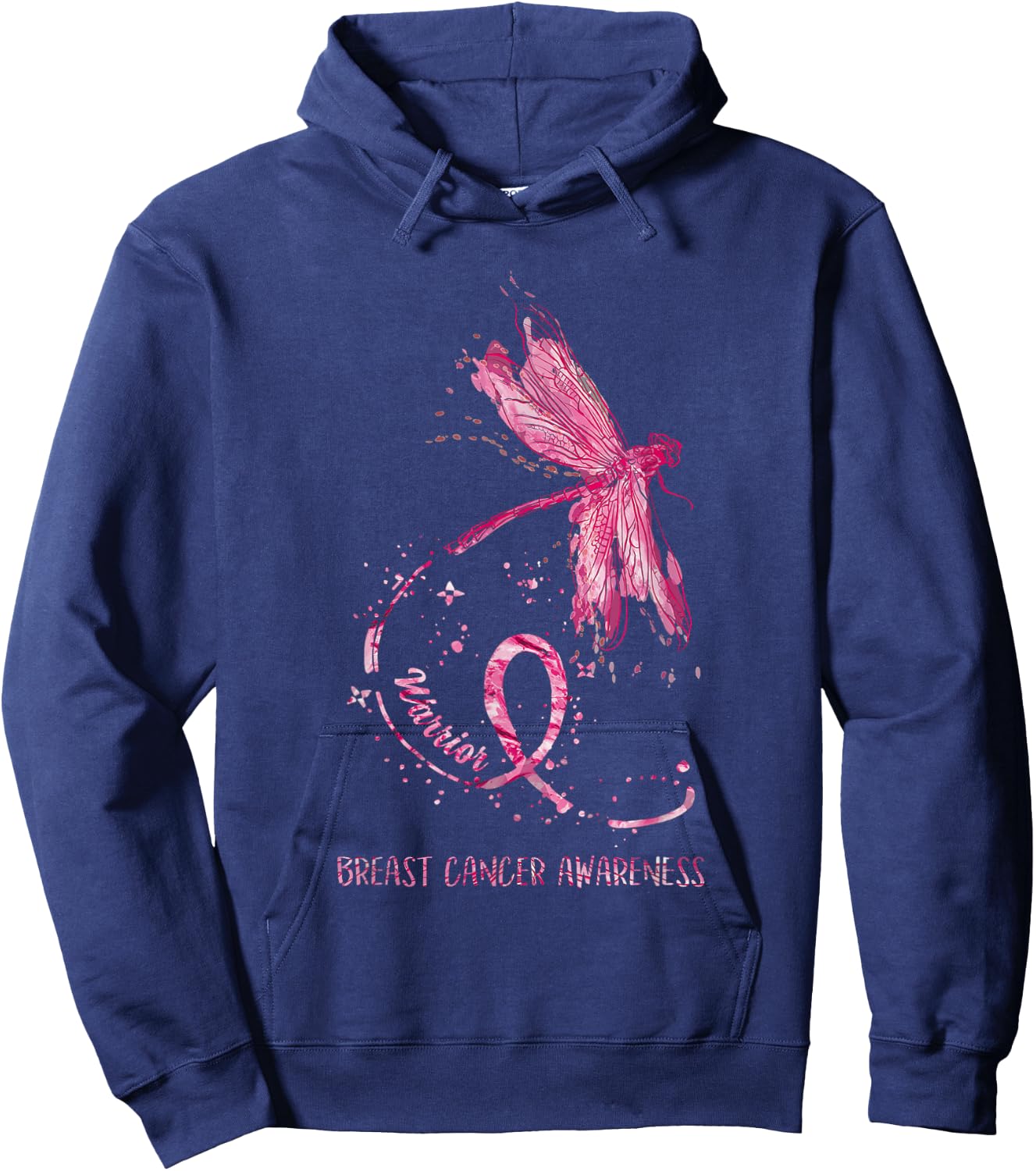 Dragonfly Pink Ribbon Breast Cancer Awareness Funny Gifts Hoodie - Hoodie | Navy