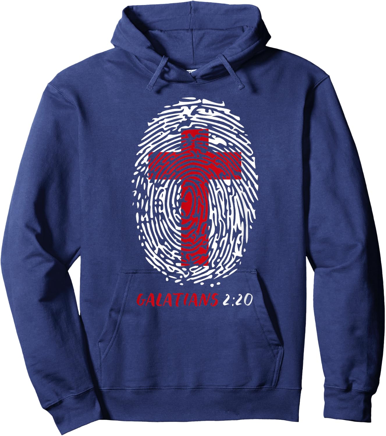 Galatians 2:20 - My Identity in Christ Cross in Thumbprint Hoodie - Hoodie | Navy