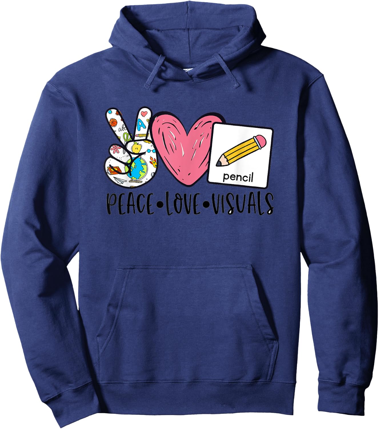 Peace Love Visuals Special Education Teacher Dream Team Hoodie - Hoodie | Navy