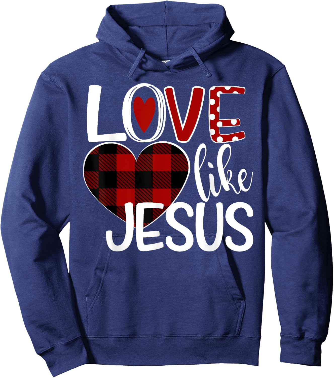 Love Like Jesus Plaid Heart Hoodie - Hoodie | Navy