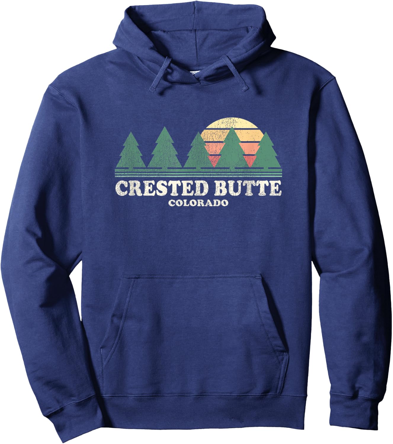 Crested Butte CO Vintage Throwback Retro 70s Design Hoodie - Hoodie | Navy