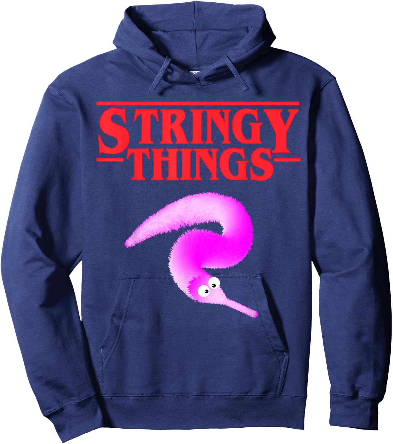 Stringy Things, Fuzzy Magic Worm on a String Dank Meme Gift Hoodie - Hoodie | Navy