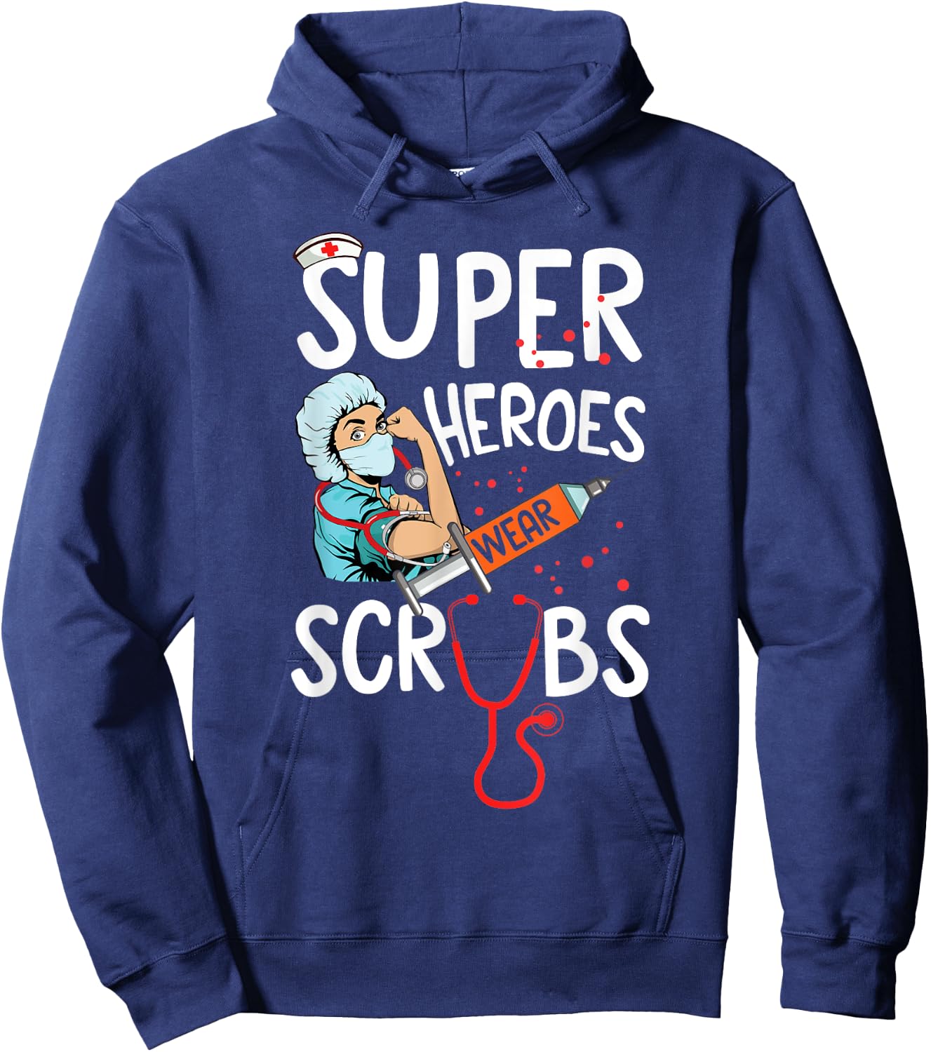 Super Heroes Wear Scrubs Nursing Cute Medical Nurse Hoodie - Hoodie | Navy