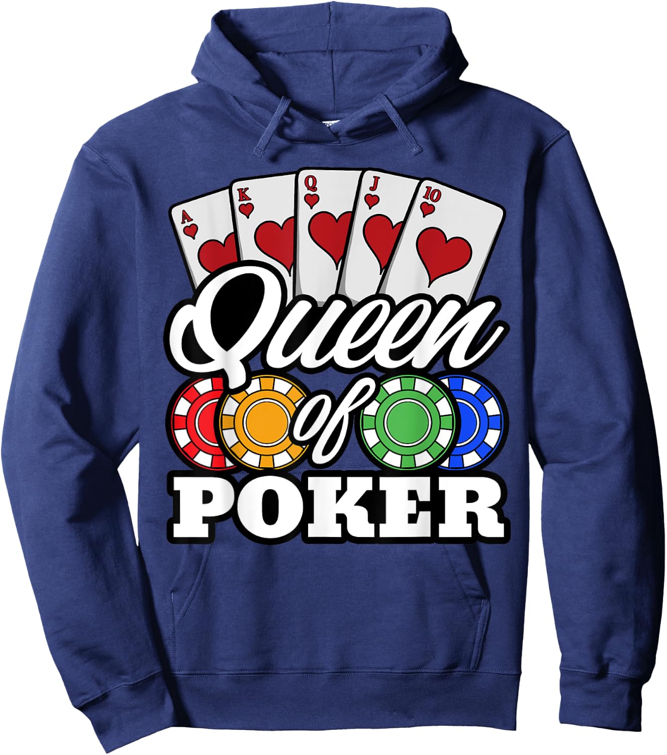 Poker Queen Gambling Casino Card Game Hand Bluff Fold Hoodie - Hoodie | Navy