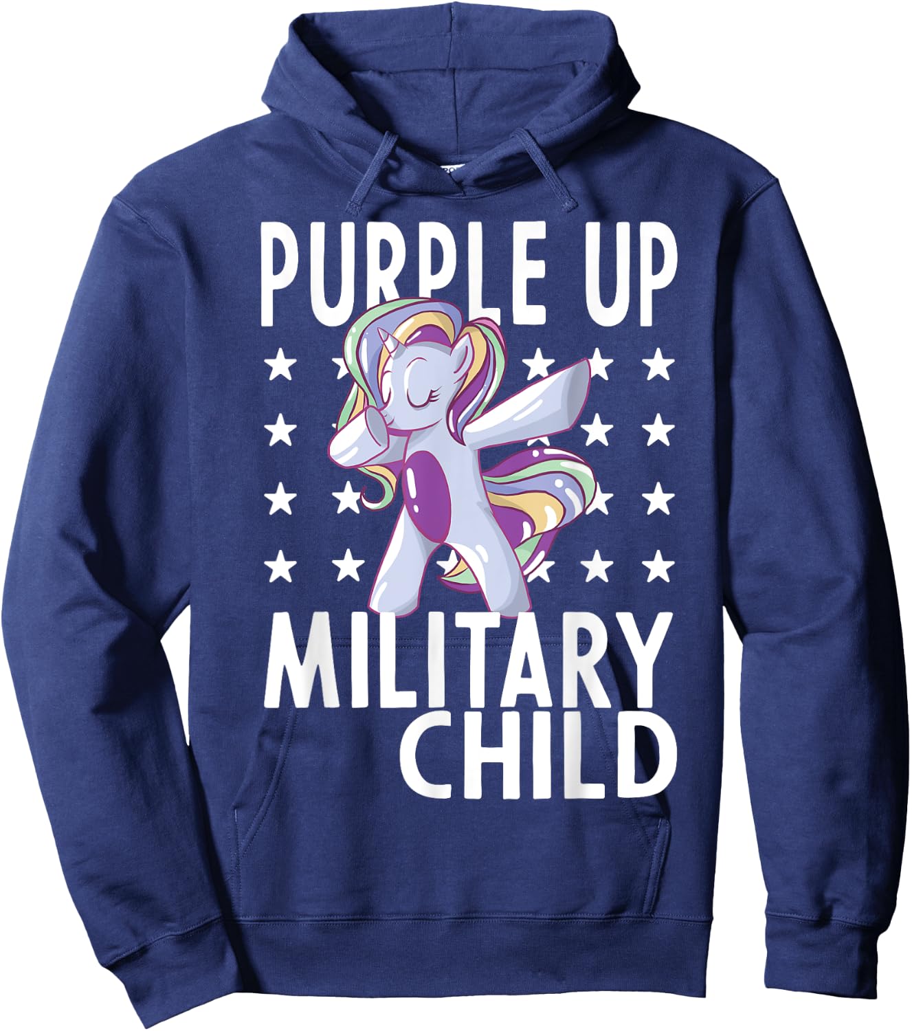 Awareness Month Purple Up Military Child 2023 Unicorn Kids Hoodie - Hoodie | Navy