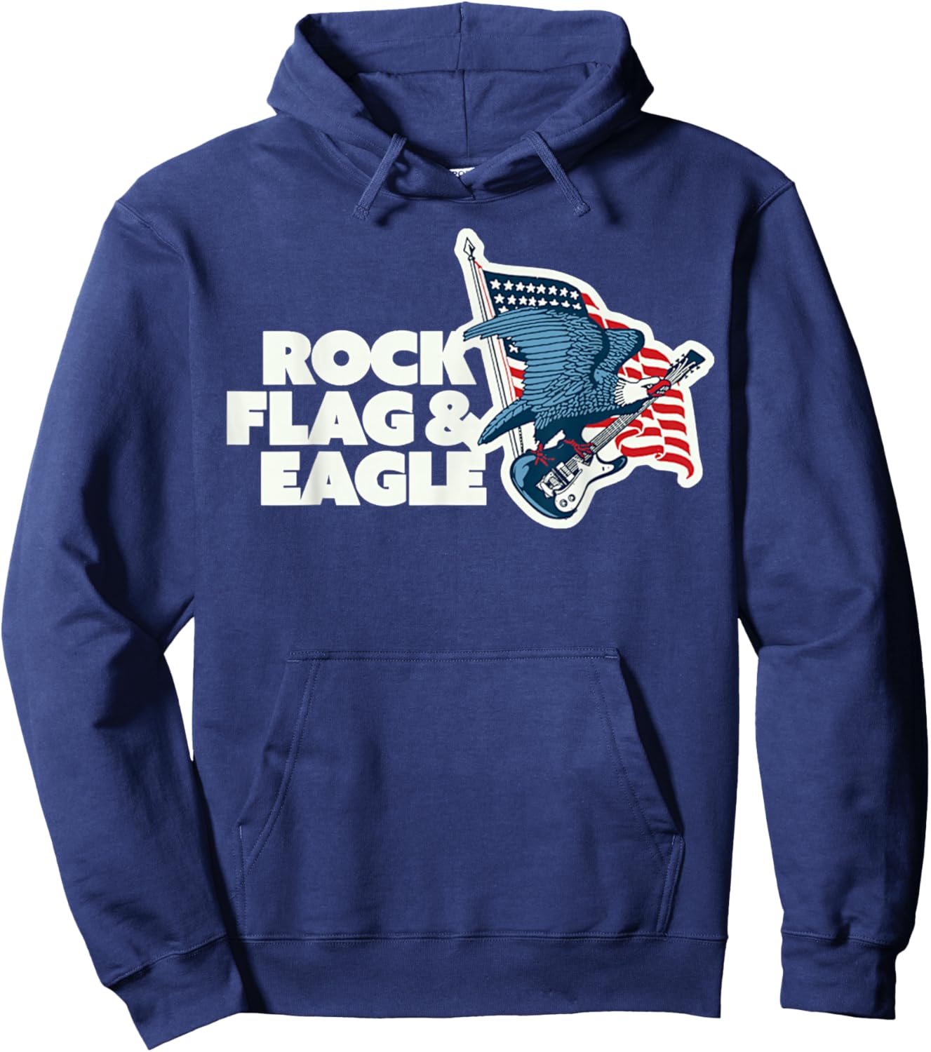 Instrument Rock Bass Flag And Eagle Guitar Animal Retro Hoodie - Hoodie | Navy