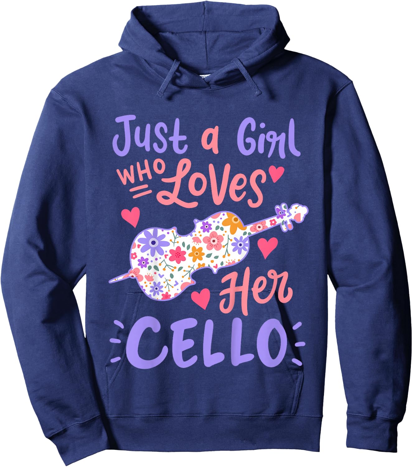 Kids Cello Cellist Just A Girl Who Loves Her Cello Gift Hoodie - Hoodie | Navy