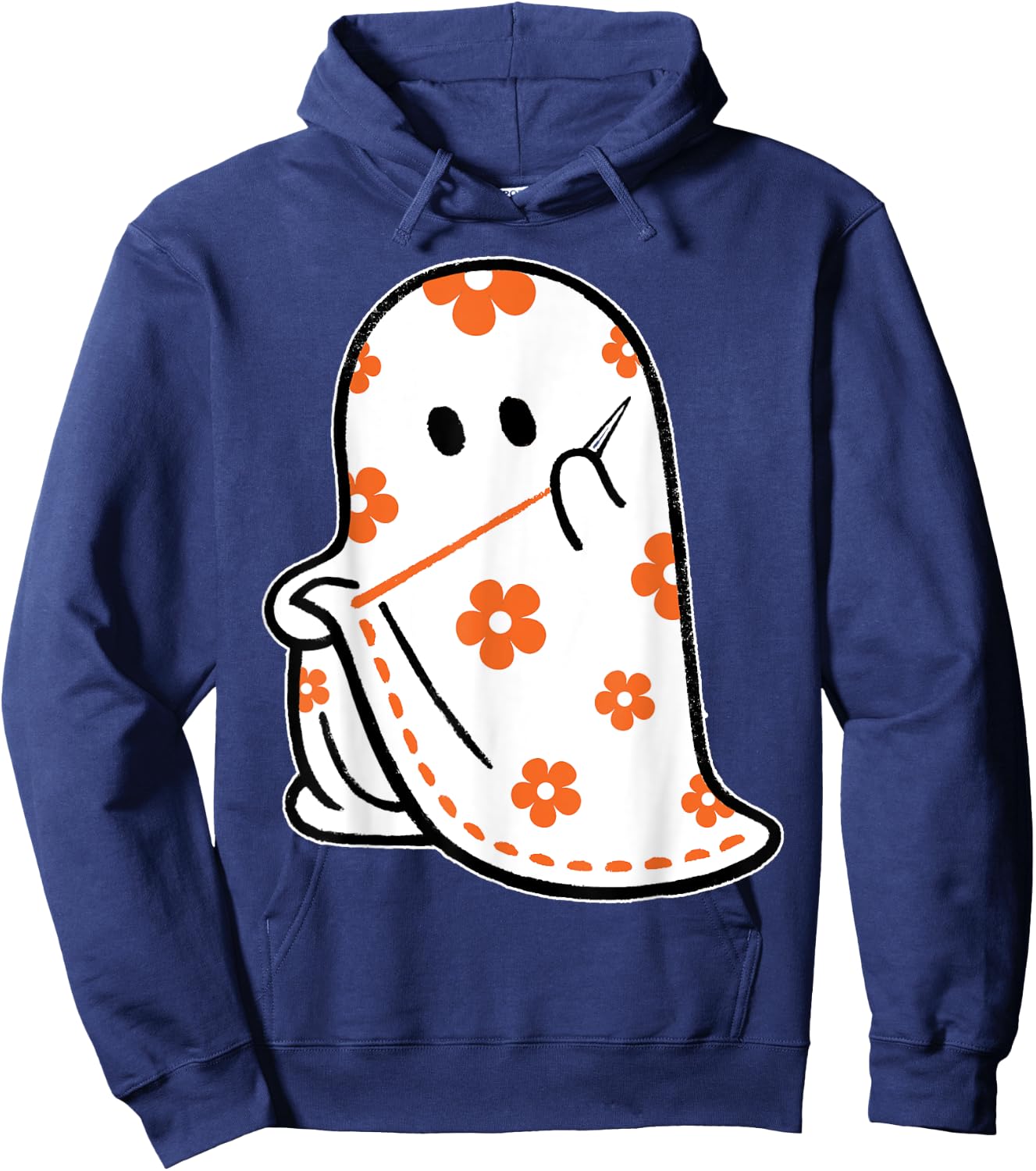 Halloween Costume Sewing Ghost Boo Funny Sewing Lovers Women Hoodie - Hoodie | Navy