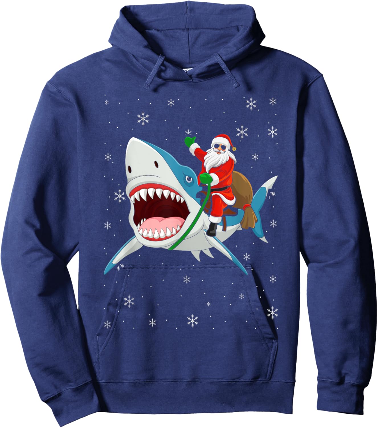 Shark Christmas Men Boys Shark Lover Santa Claus Hoodie - Hoodie | Navy