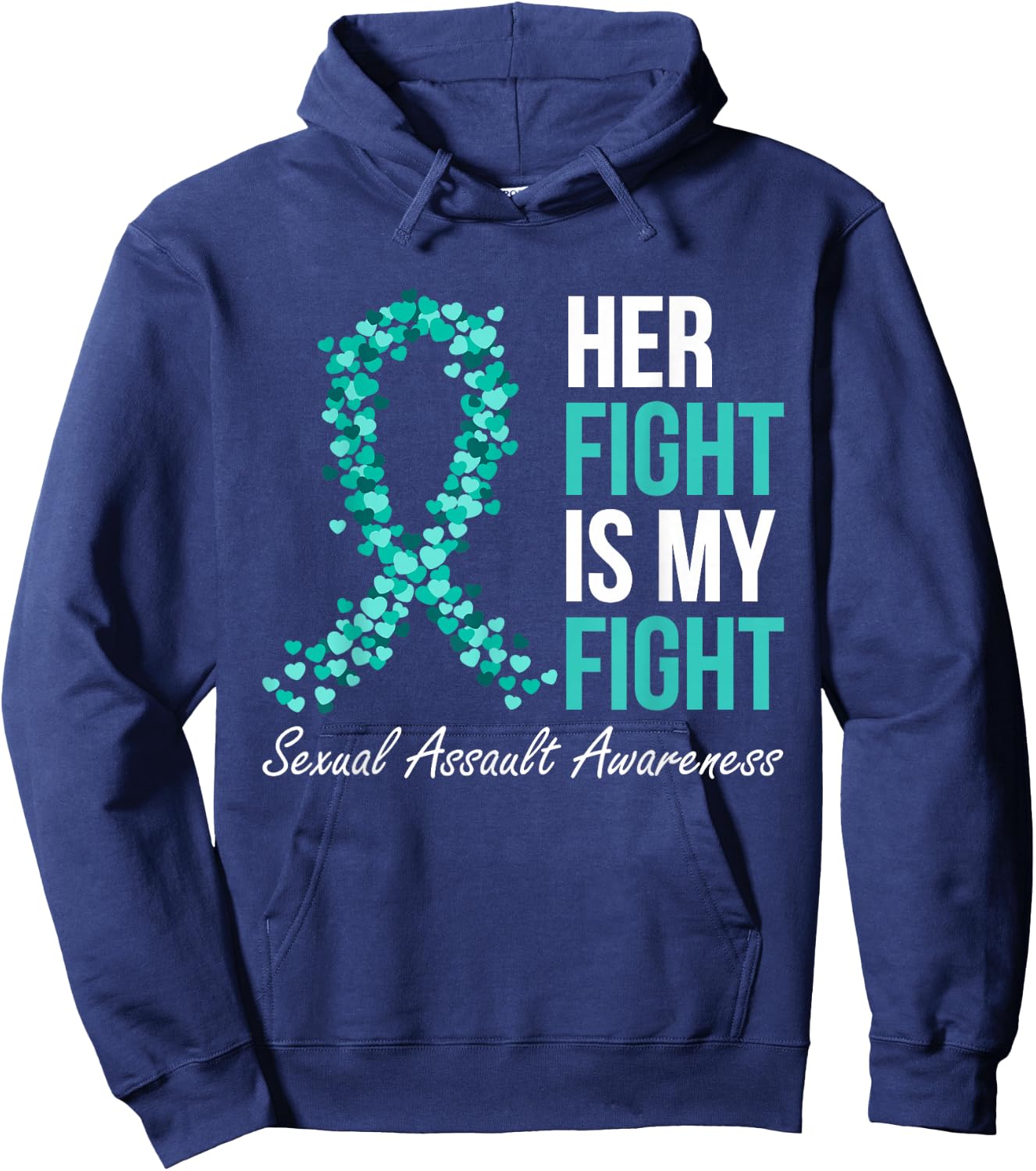Sexual Assault Awareness Month I Wear Teal Ribbon Support Hoodie - Hoodie | Navy