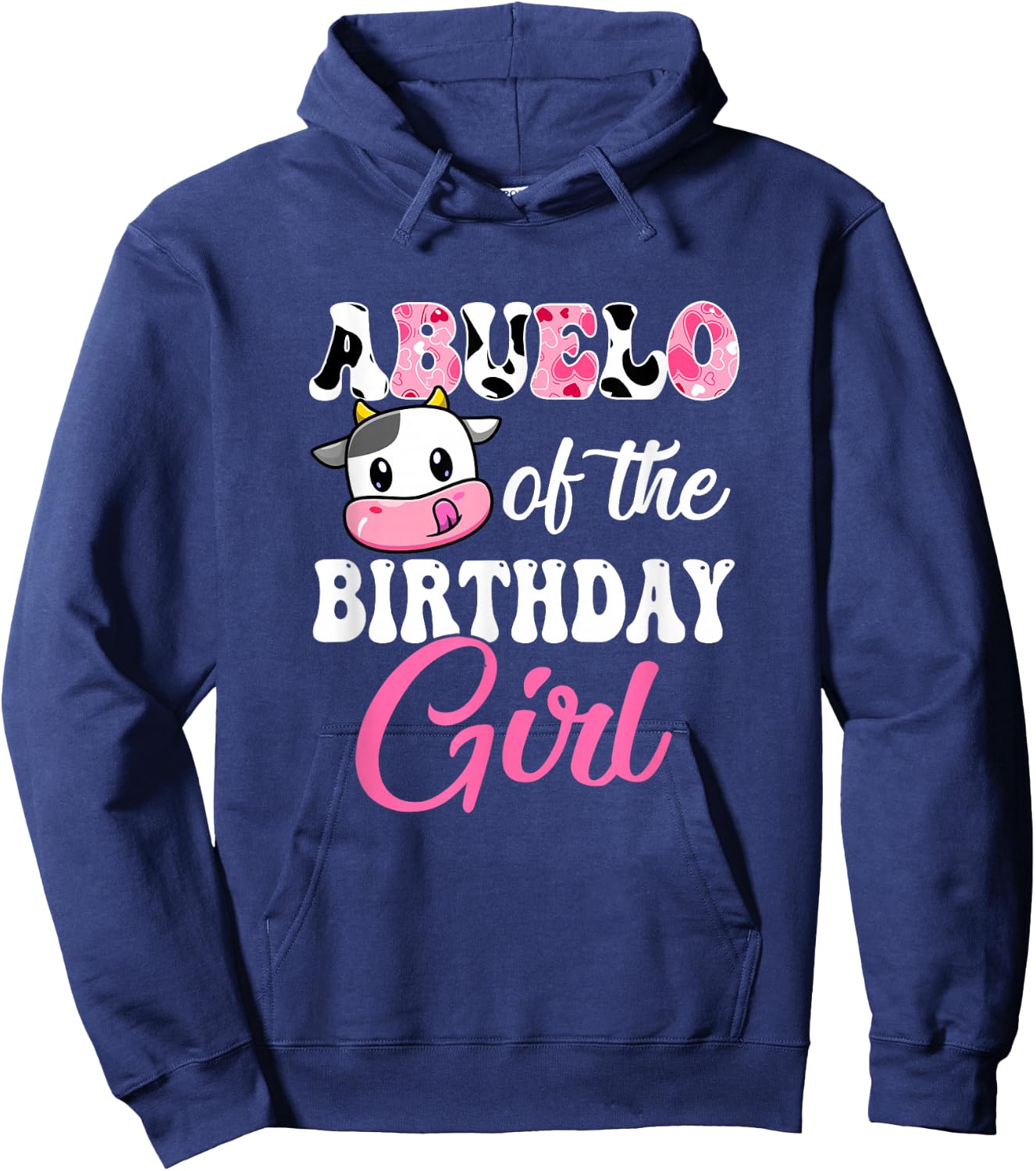 Abuelo Of The Birthday Girl Farm Cow 1St Birthday Girl Hoodie - Hoodie | Navy