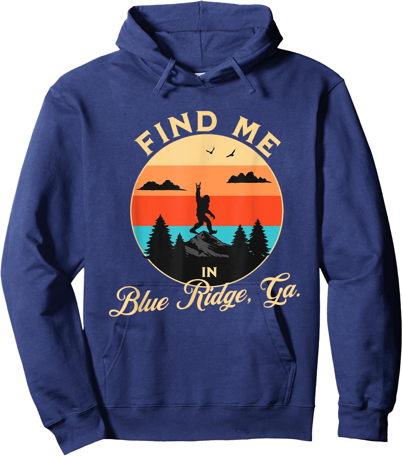 Blue Ridge, Georgia Bigfoot Mountains Hiking AT Hoodie - Hoodie | Navy