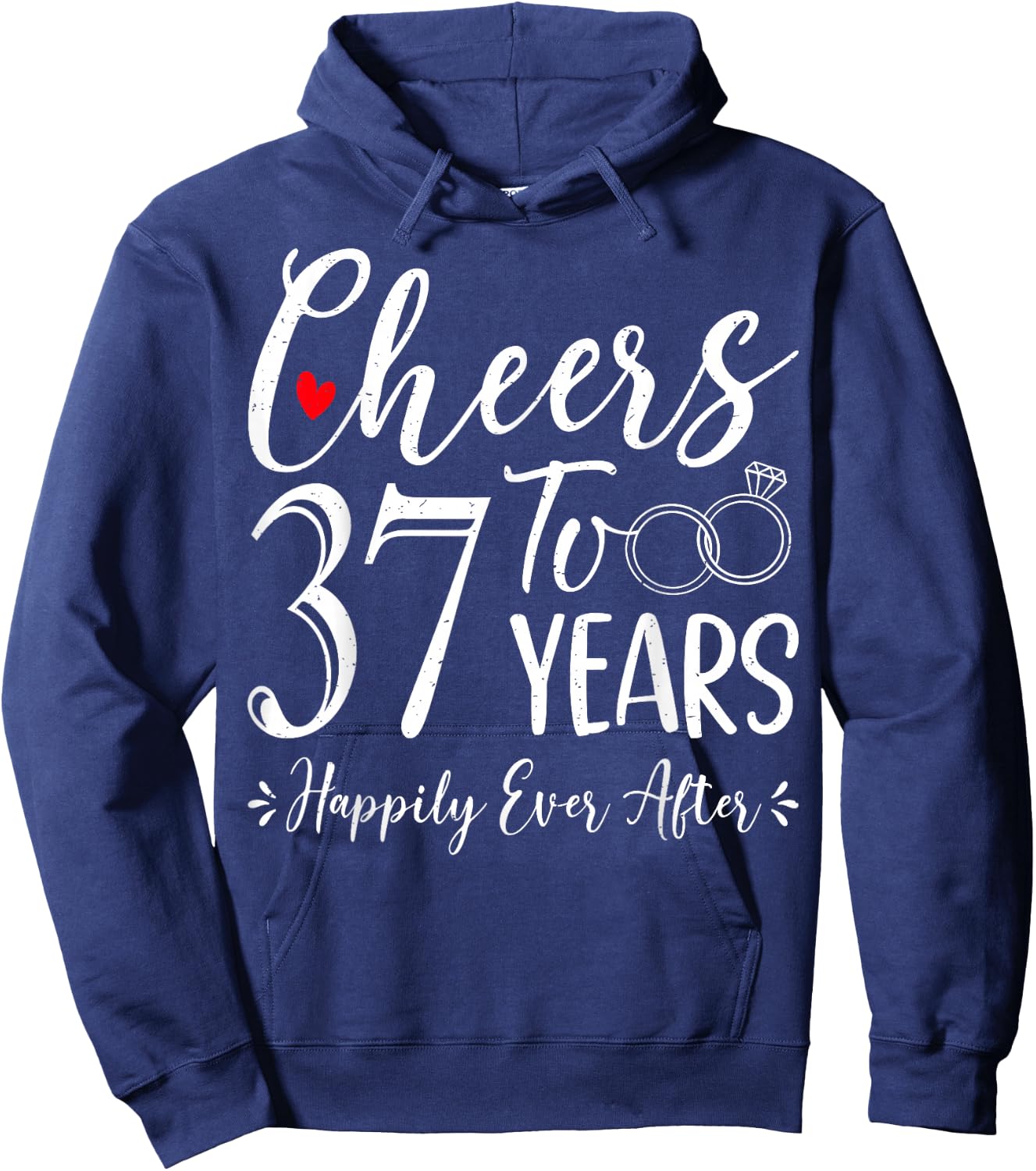 Cheers To 37 Years Happily - Husband Wife 37th Anniversary Hoodie - Hoodie | Navy