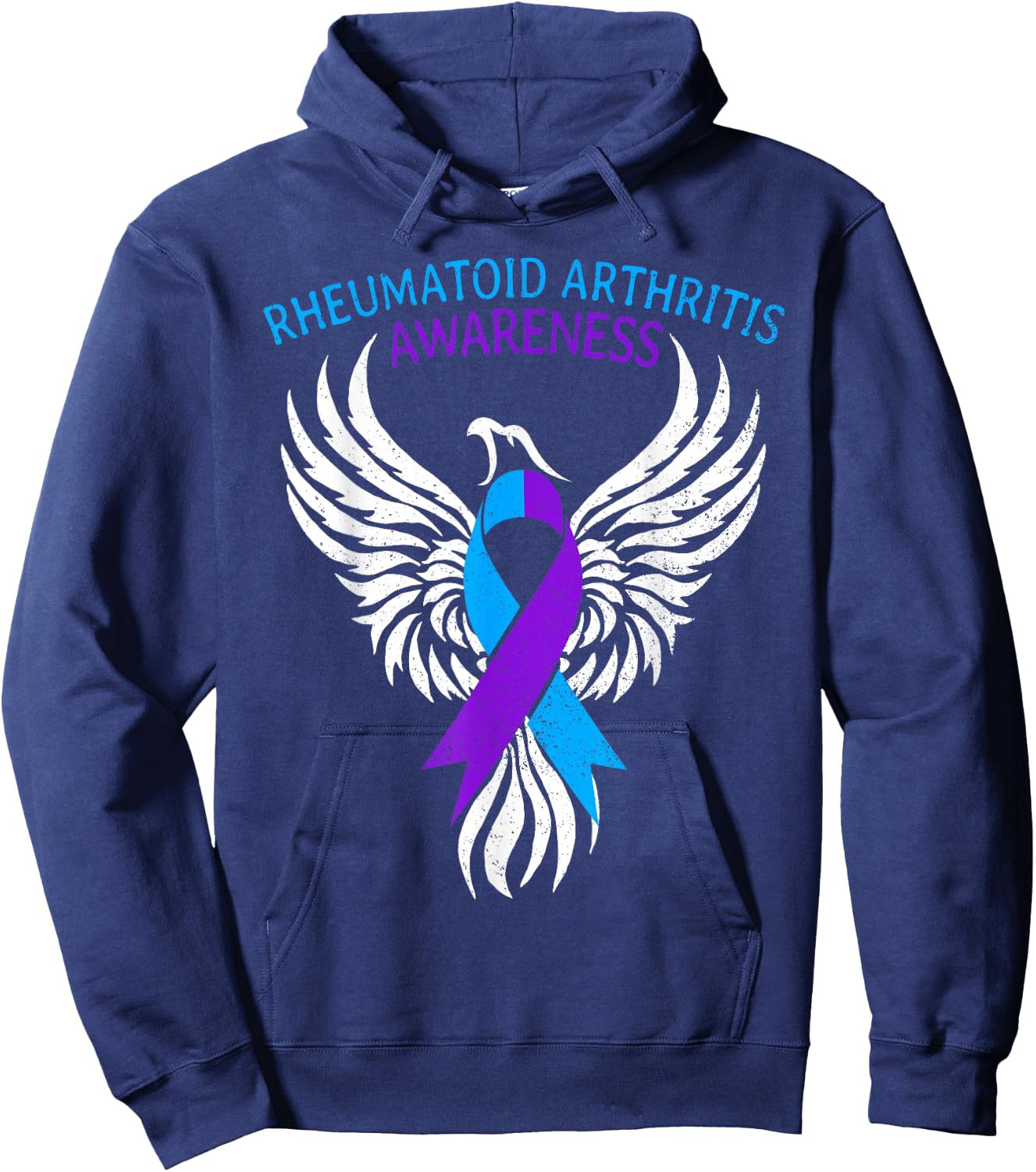Warrior Survivor Rheumatoid Arthritis Awareness Month Ribbon Hoodie - Hoodie | Navy