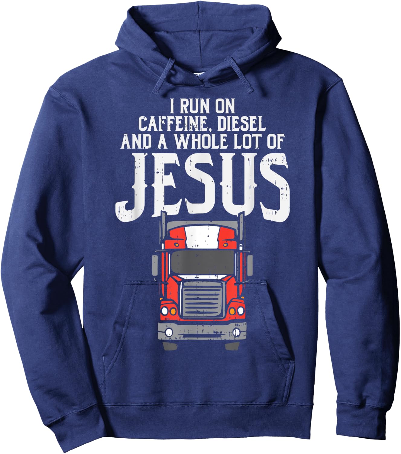 Caffeine Diesel Jesus Truck Coffee Christian Trucker Gift Hoodie - Hoodie | Navy