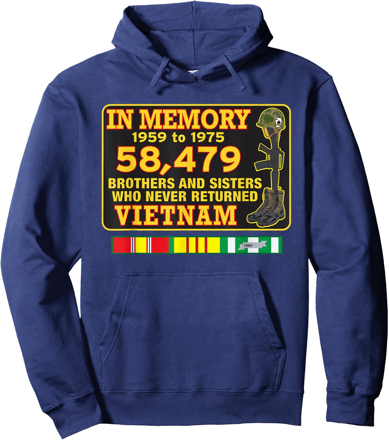 In Memory Vietnam 58,479 Hoodie - Hoodie | Navy
