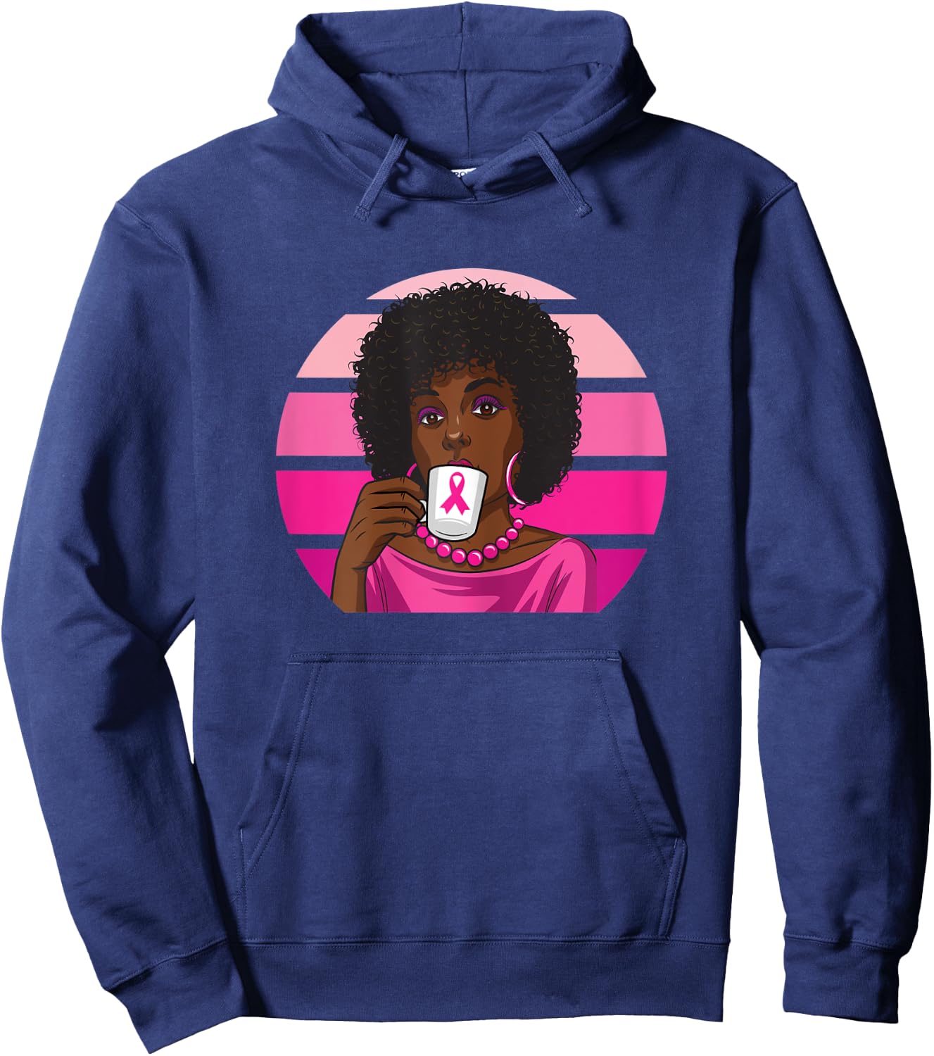 Black Women Breast Cancer Melanin African American Afro Hoodie - Hoodie | Navy