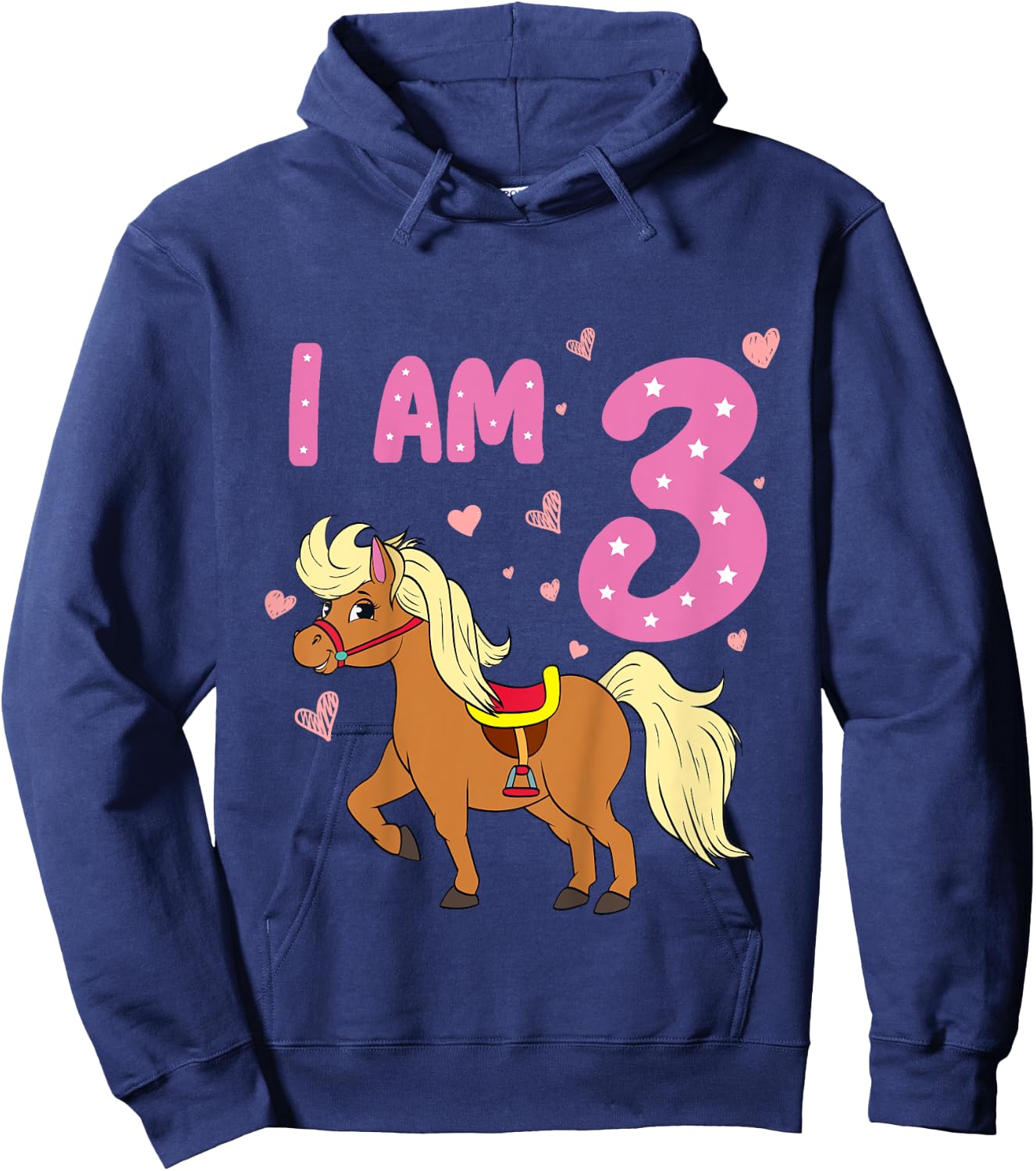 Pony Girl 3rd Birthday Horse 3 Years Old Girls Pony Birthday Hoodie - Hoodie | Navy