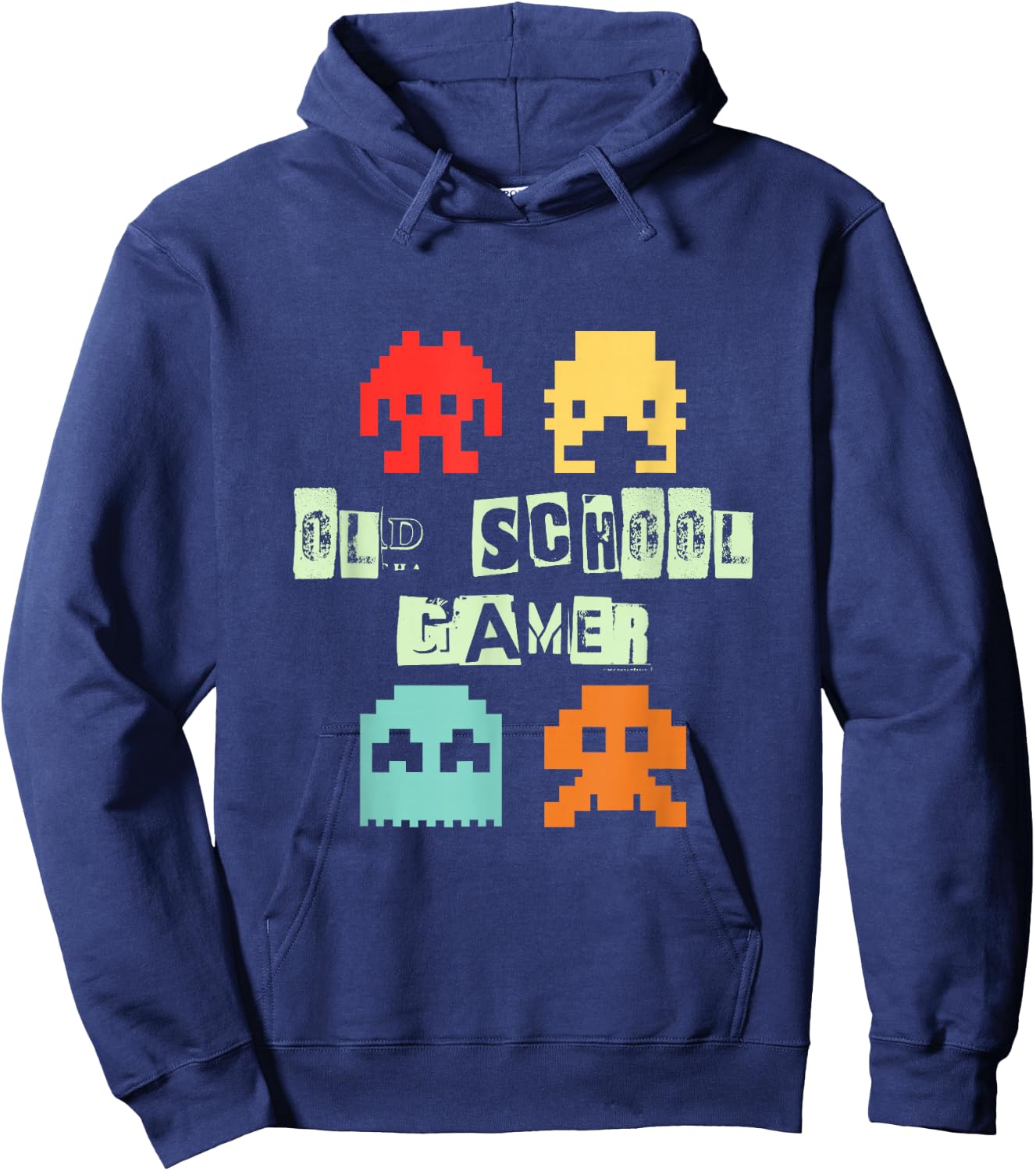 Old Vintage School Gamer - Retro Space Alien Invaders Hoodie - Hoodie | Navy