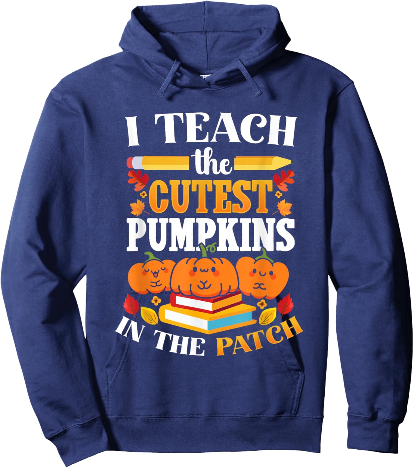 Halloween Teacher Cute Pumpkin Patch Classroom KIndergarten Hoodie - Hoodie | Navy