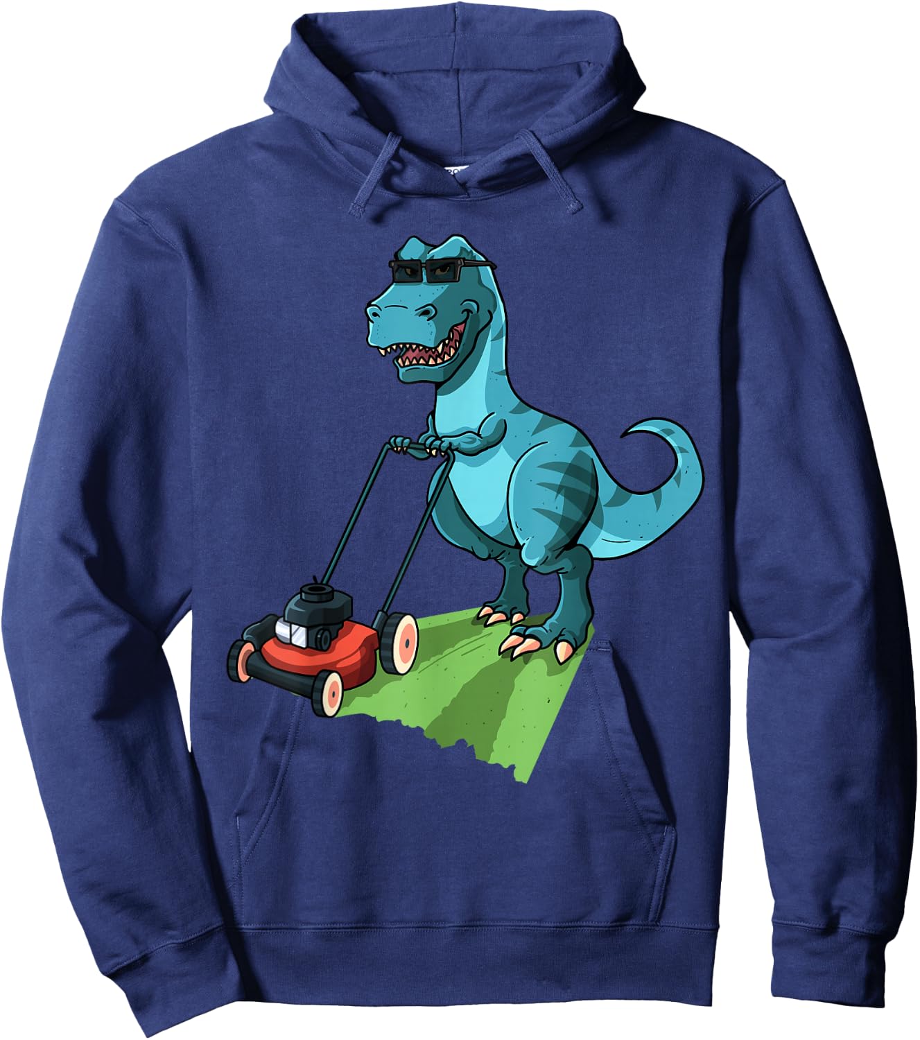 Funny Lawn Mower T-Rex Tractor Mowing Gift Kids Toddler Hoodie - Hoodie | Navy