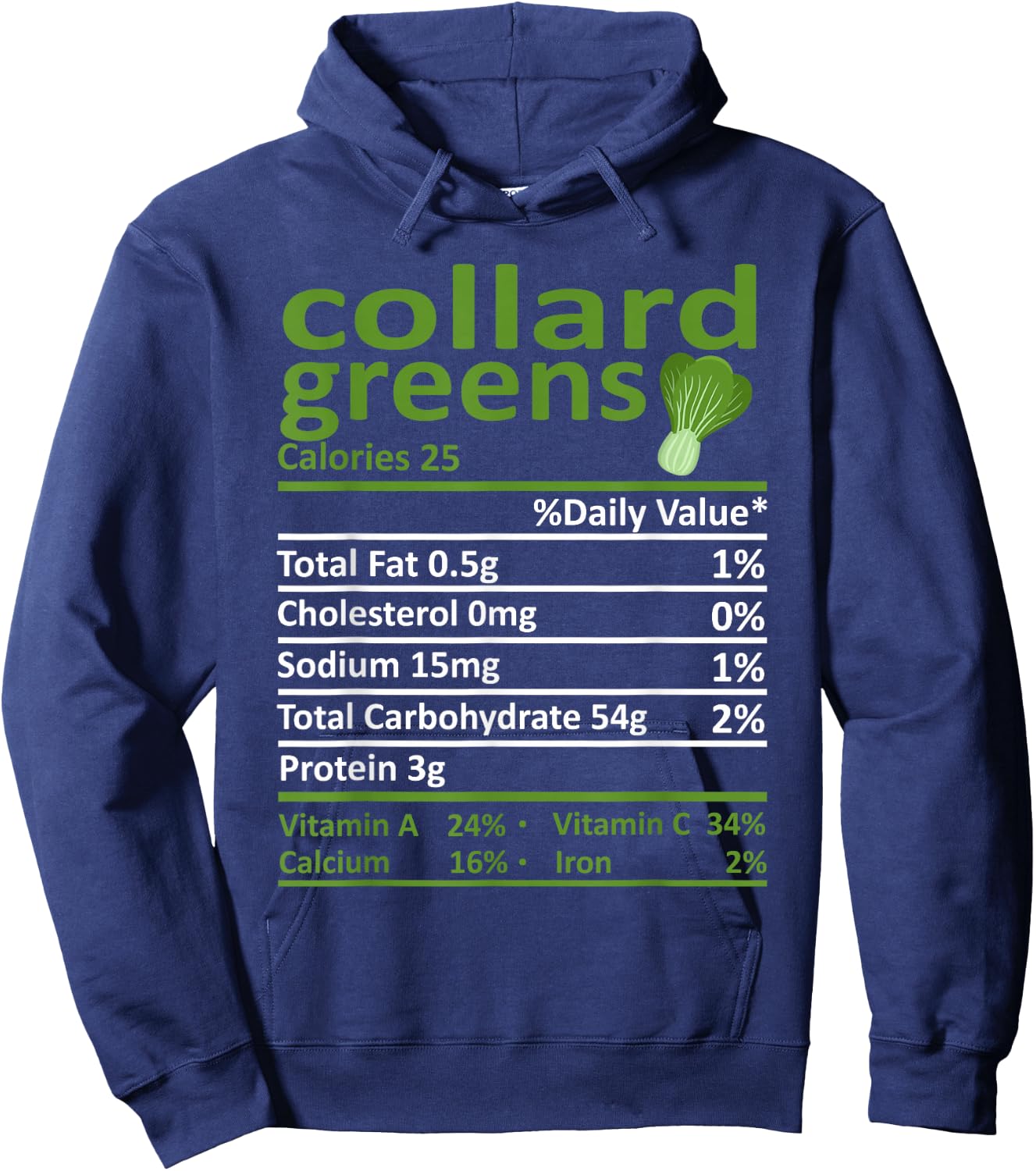 Collard Greens Nutrition Food Thanksgiving Costume Christmas Hoodie - Hoodie | Navy
