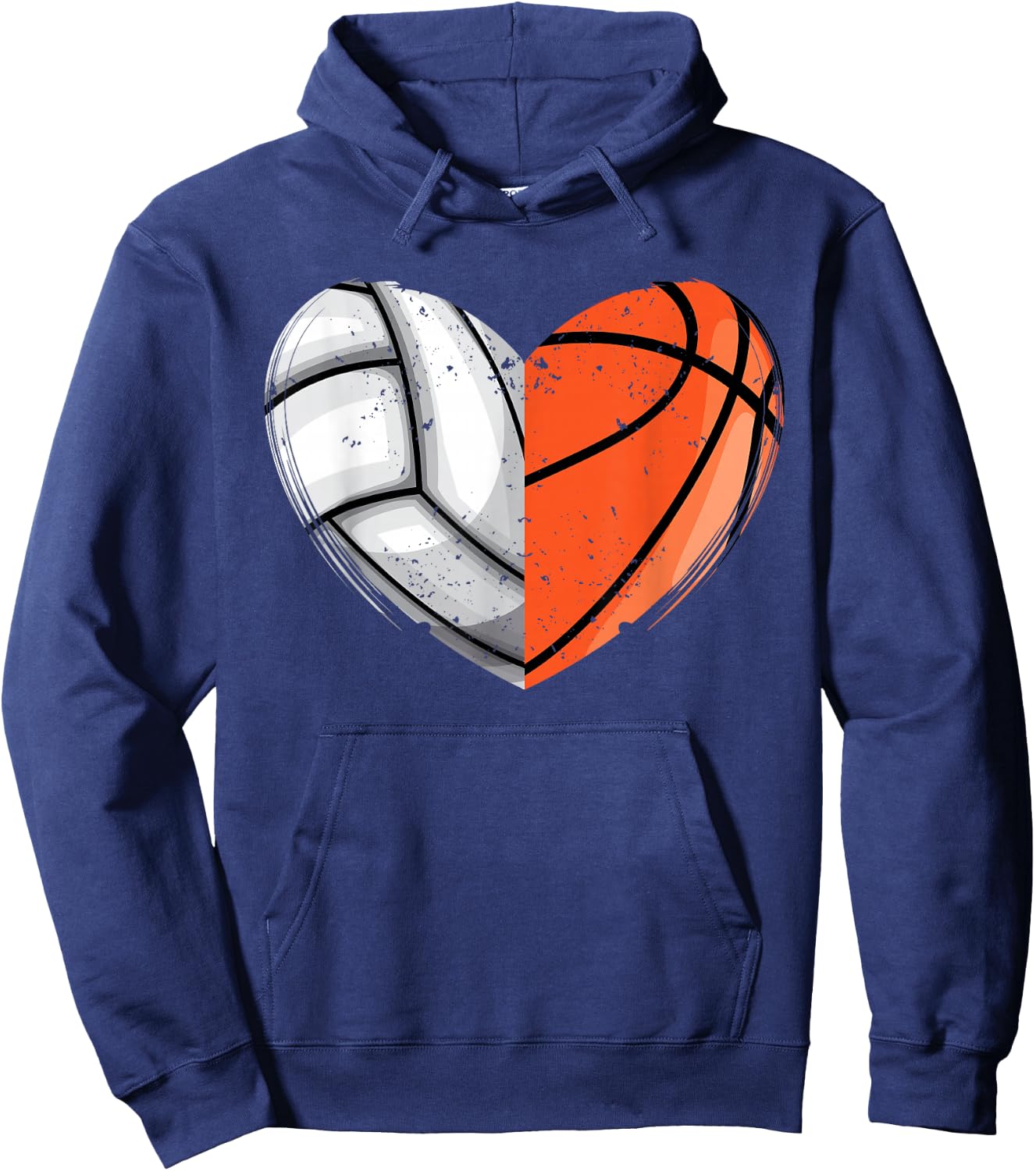 Love Basketball and Volleyball Heart Basketball Lover Sports Hoodie - Hoodie | Navy