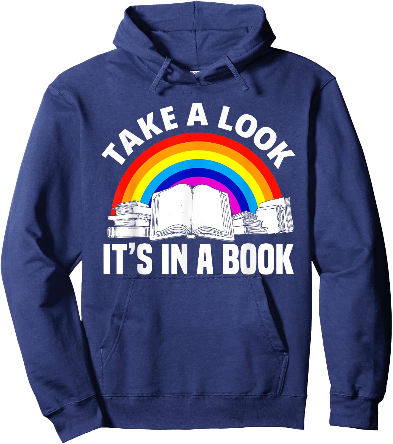 Cute Book Reader Rainbow Book Lover Love Reading Hoodie - Hoodie | Navy