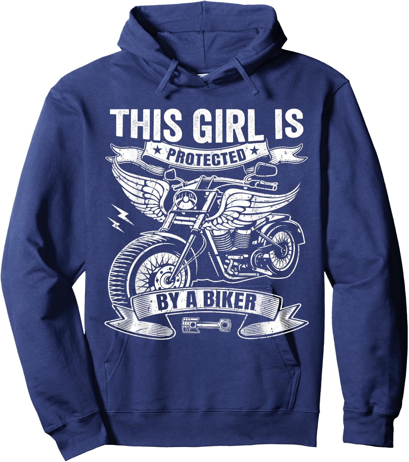This Girl Is Protected By A Biker Hoodie - Hoodie | Navy