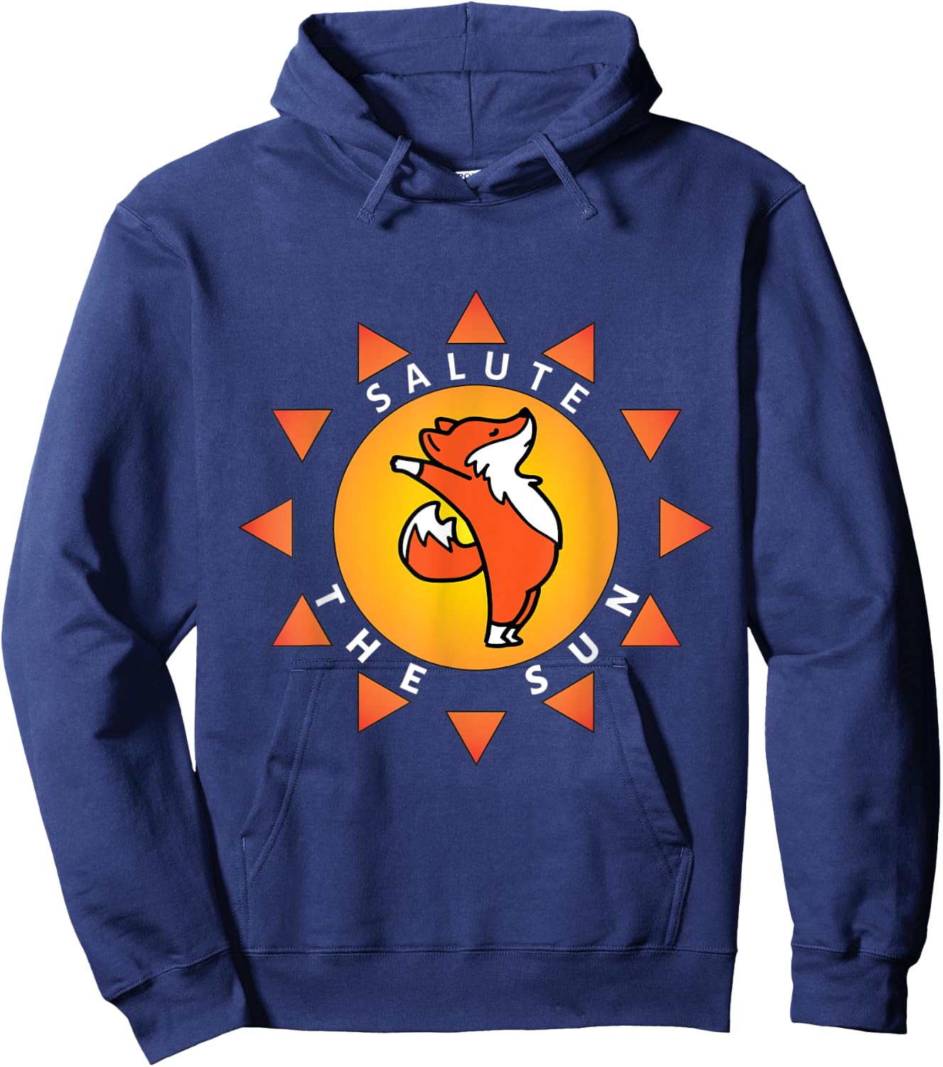 Cute Salute The Sun Yoga Fox Sunray Hoodie - Hoodie | Navy