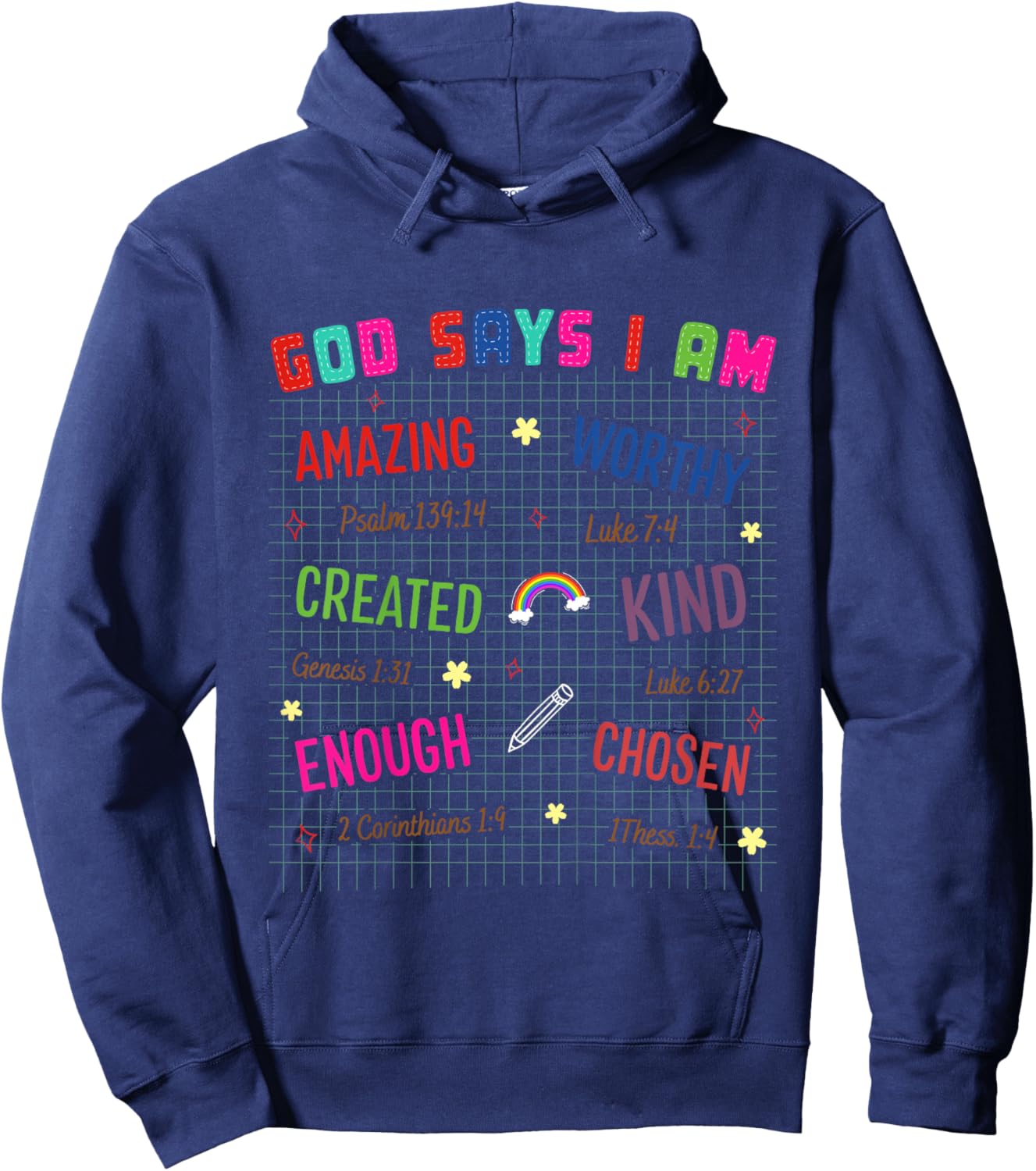 Kids Christian Lovers God Says I Am Faith Kids God Says I Am Hoodie - Hoodie | Navy