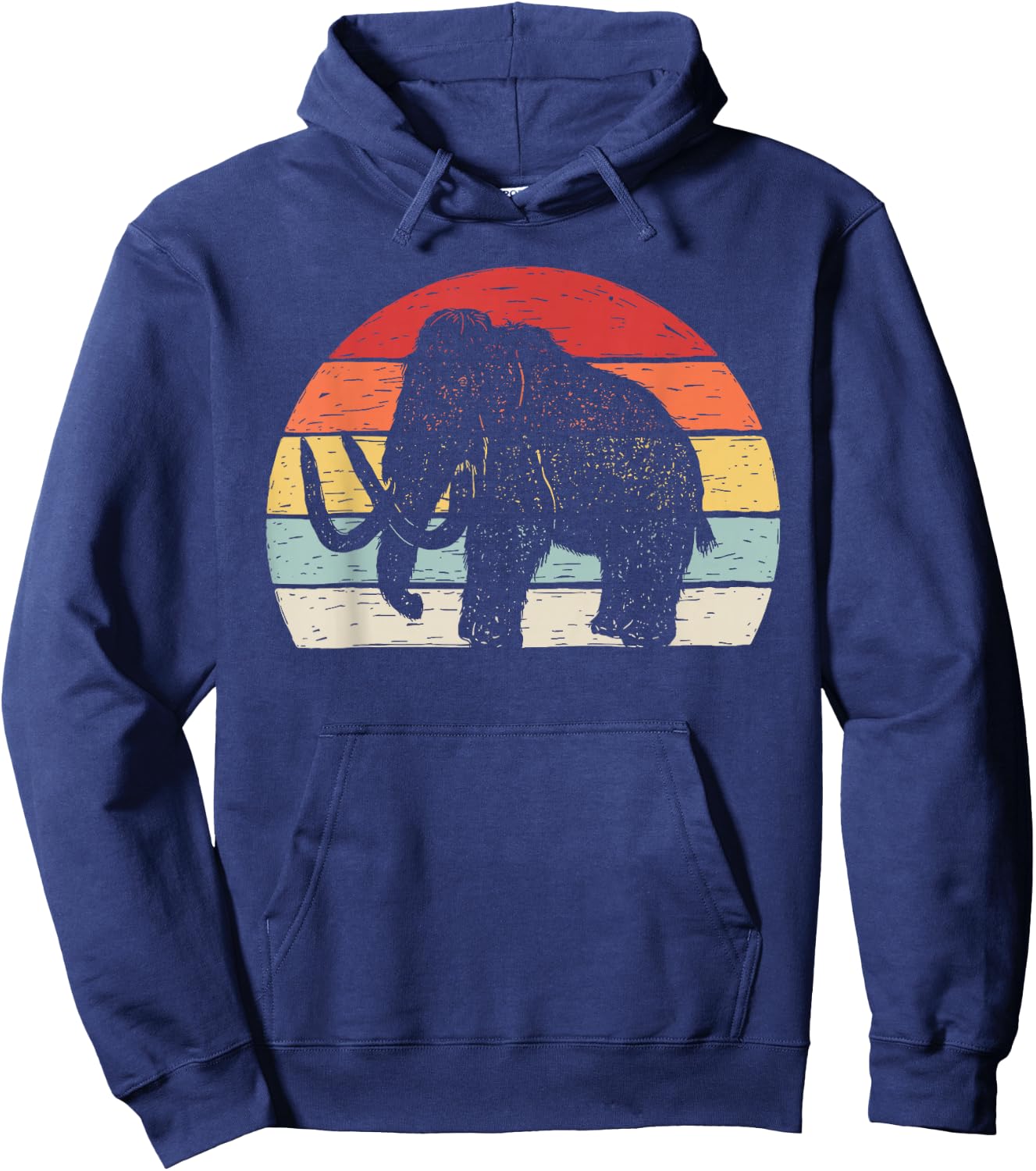 Catch Some Rays Vintage Retro Woolly Mammoth - Black, -Adults, Small, Short Sleeve, , Modern Vintage, Animal-print Hoodie - Hoodie | Navy