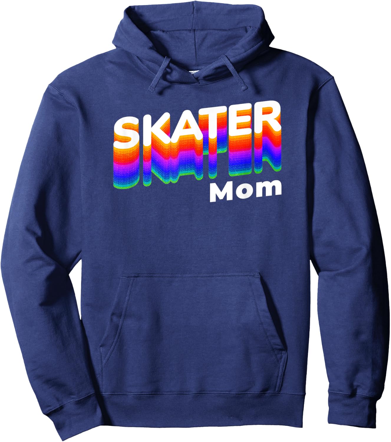 Retro Skateboarding Gamer Mom 80s Rainbow Style - Skater Mom Hoodie - Hoodie | Navy