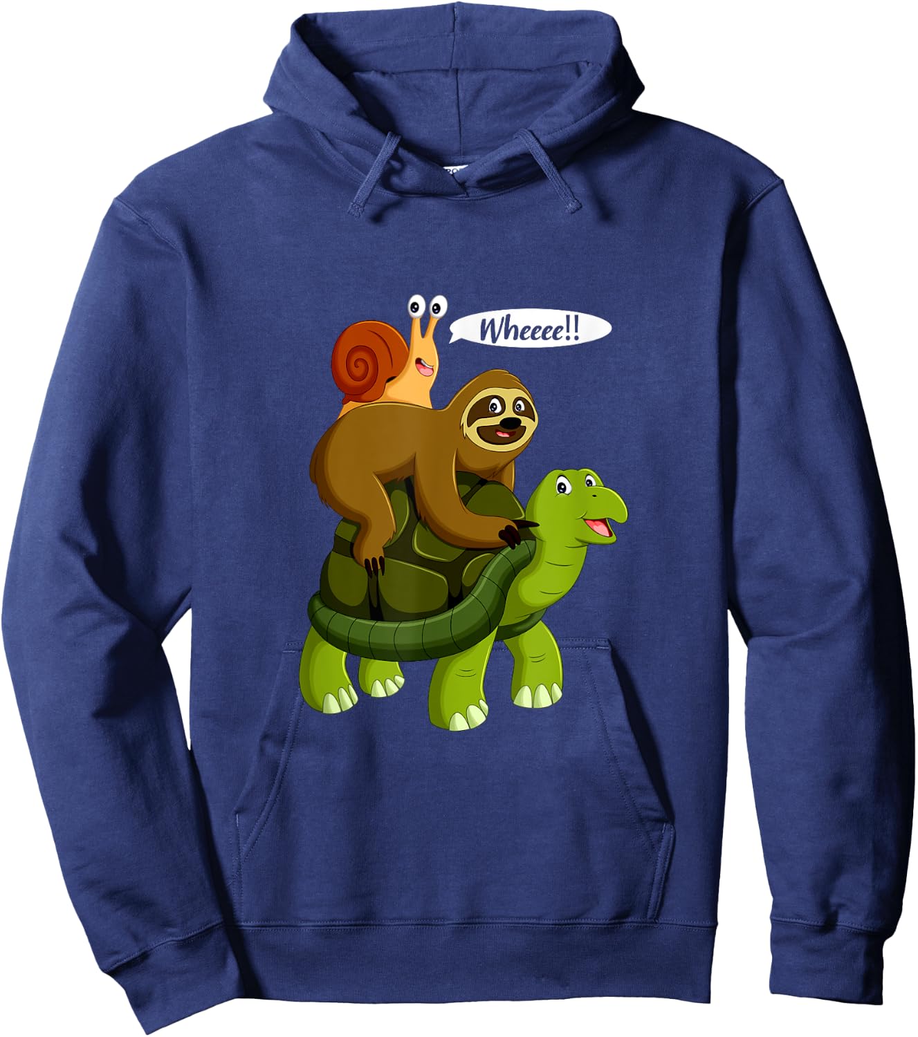 Snail Riding A Turtle Riding A Sloth Whee Funny Sloth Hoodie - Hoodie | Navy