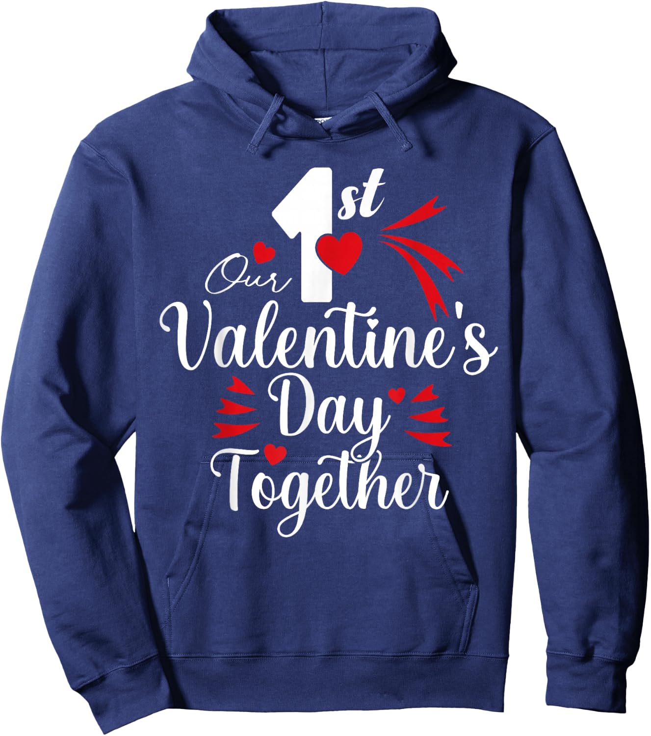 Our First Valentine's Day Valentine's Day Matching Couple Hoodie - Hoodie | Navy