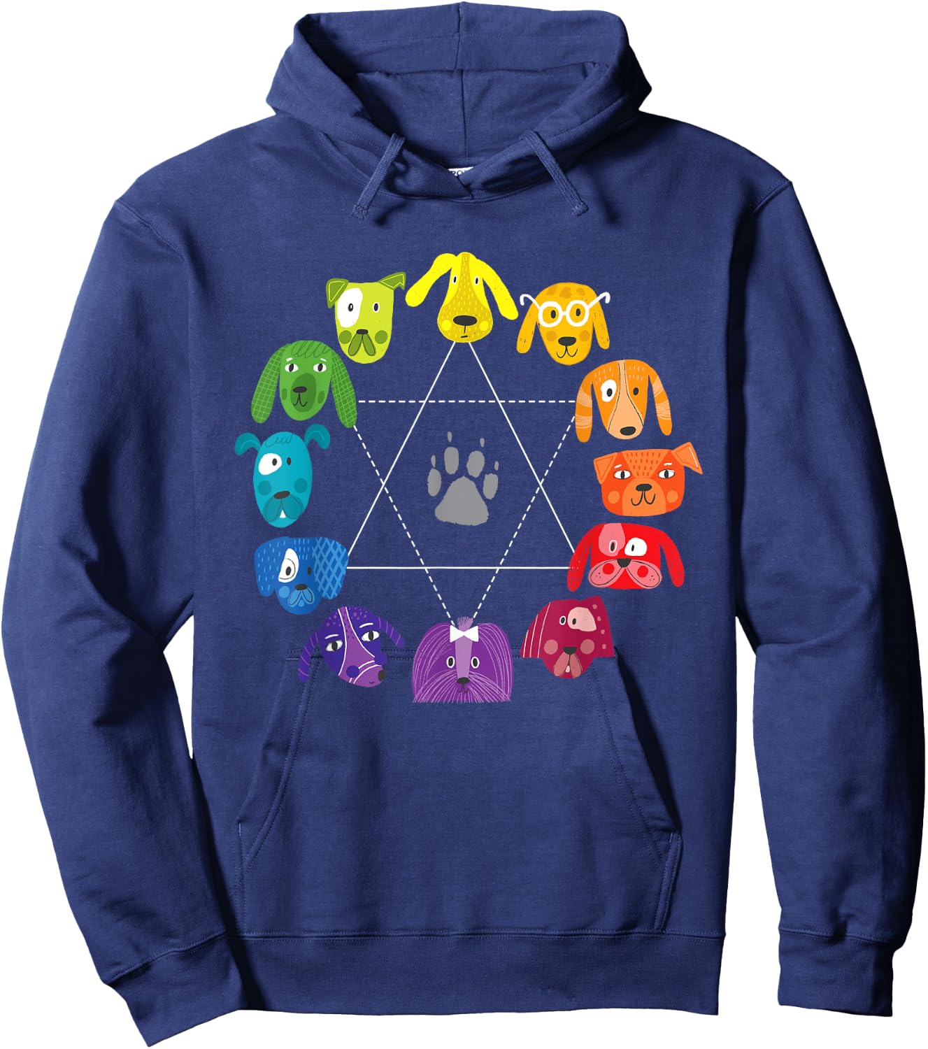 Unique Gifts for Artists by ADS Color Wheel Educational Art Teacher Dog Themed Artist Black Small Hoodie - Hoodie | Navy