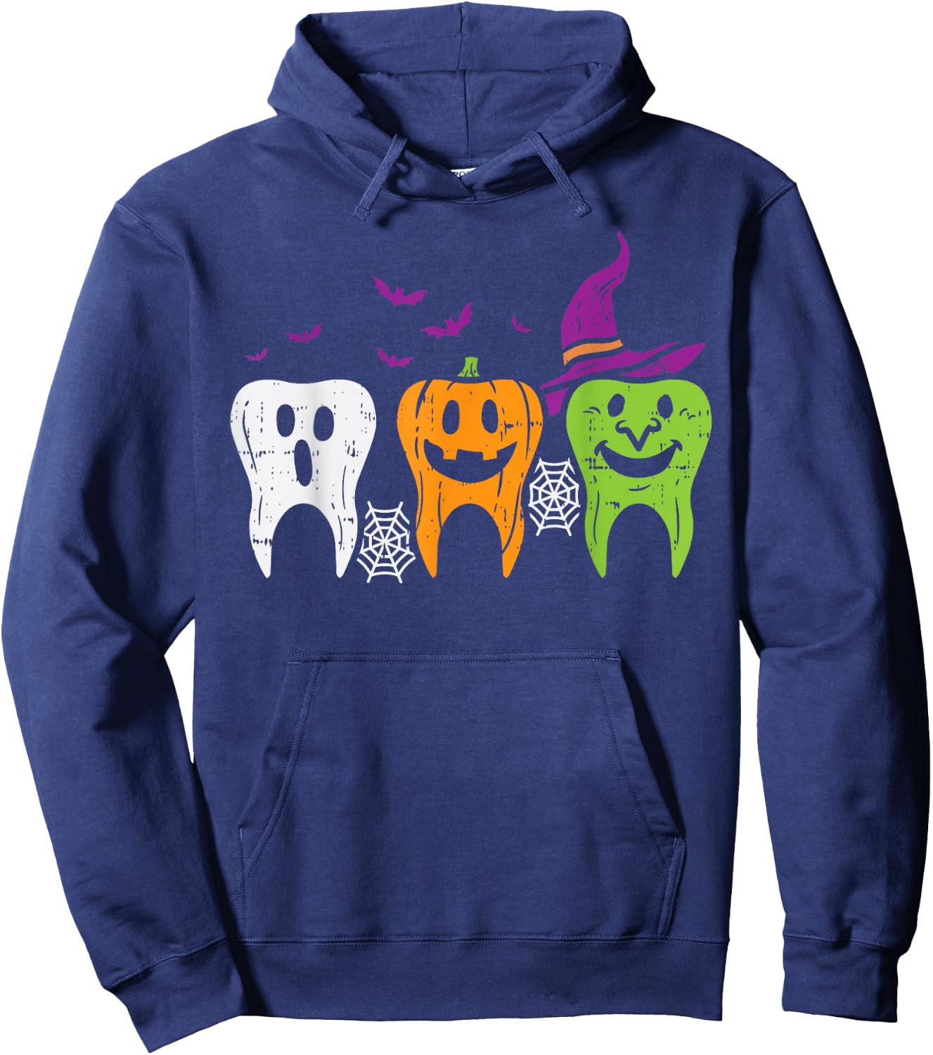 Teeth Ghost Pumpkin Witch Cute Dental Halloween Dentist Gift Hoodie - Hoodie | Navy