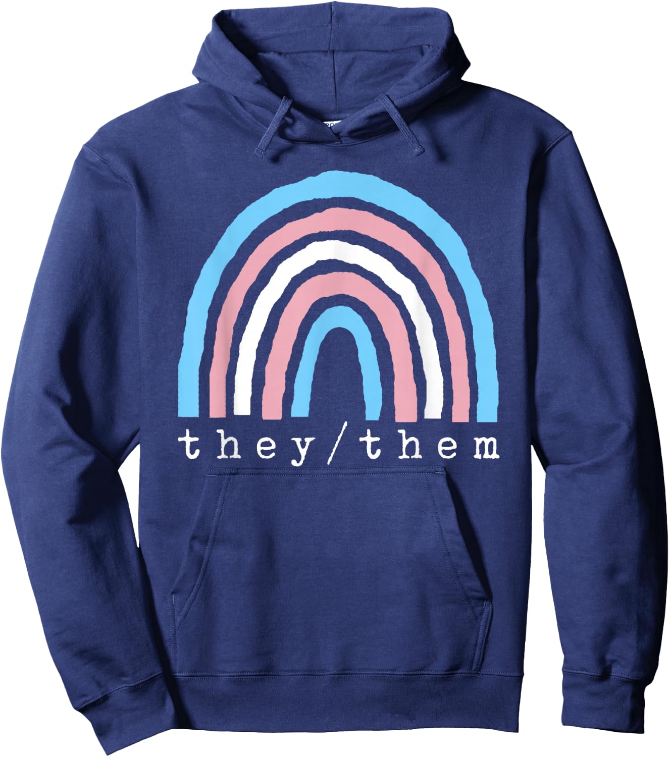 Boho Rainbow Trans Pronouns They Them Pride LBGTQIA Hoodie - Hoodie | Navy