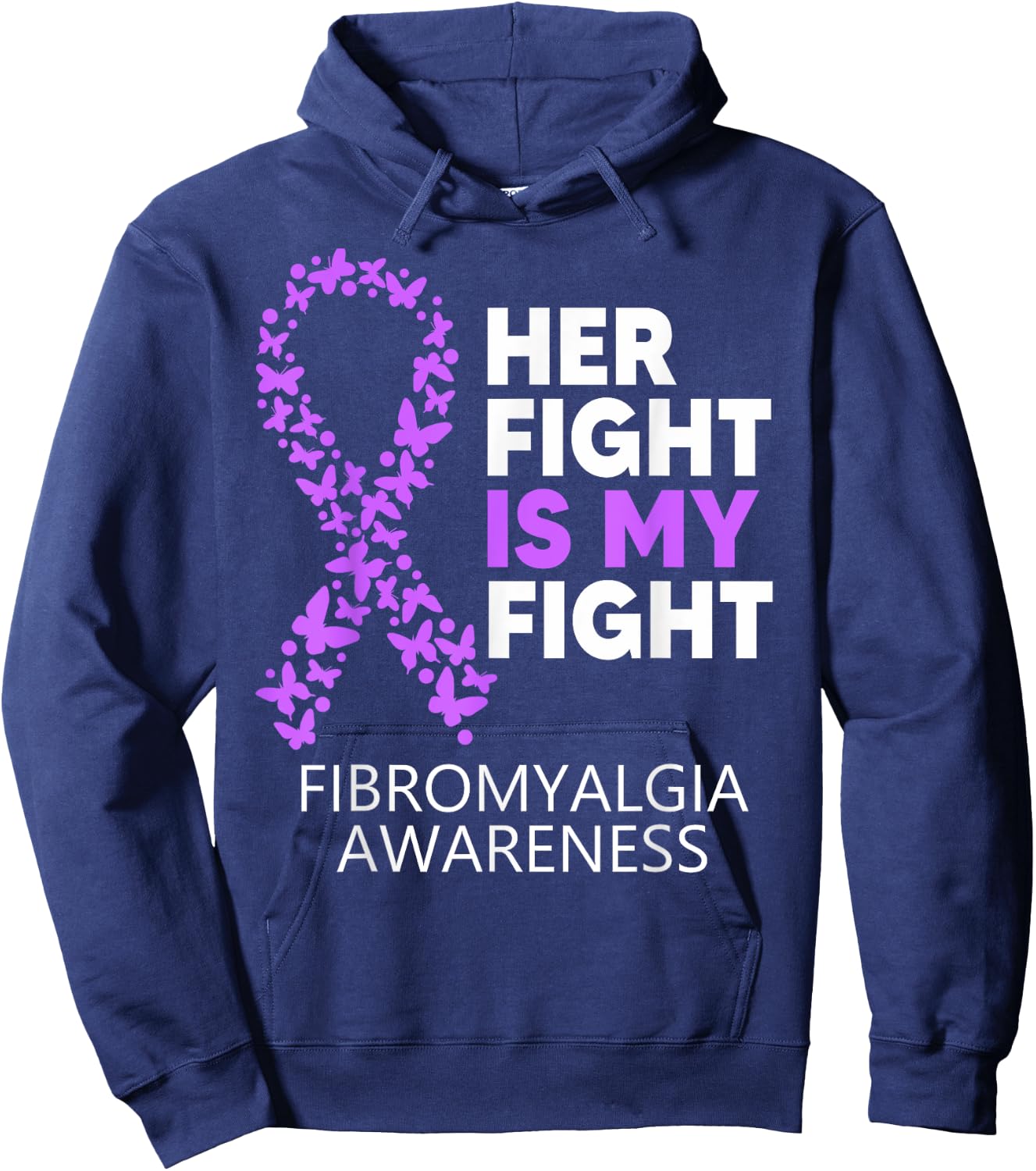 Fibromyalgia Awareness Her Fight is my Fight Survivor Hoodie - Hoodie | Navy