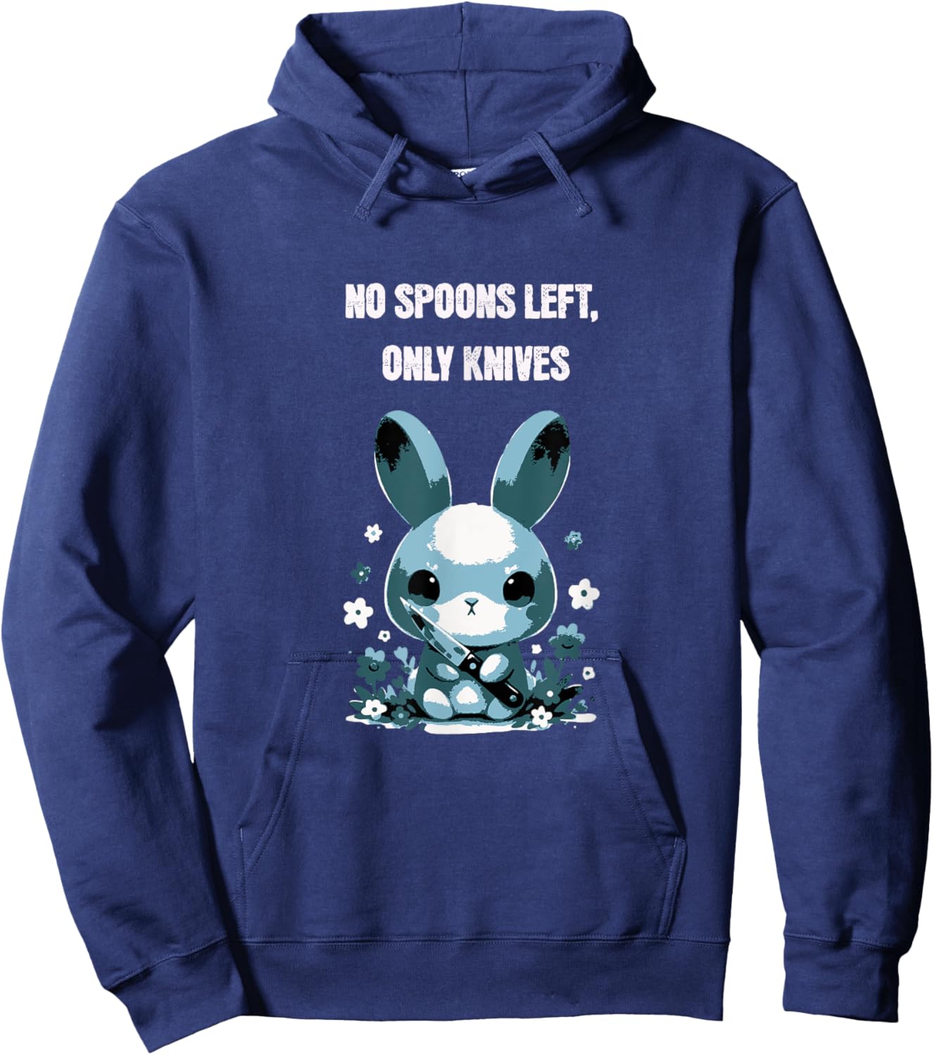 No Spoons Left Chronic Pain Humour Funny Rabbit Cute Spoonie Hoodie - Hoodie | Navy