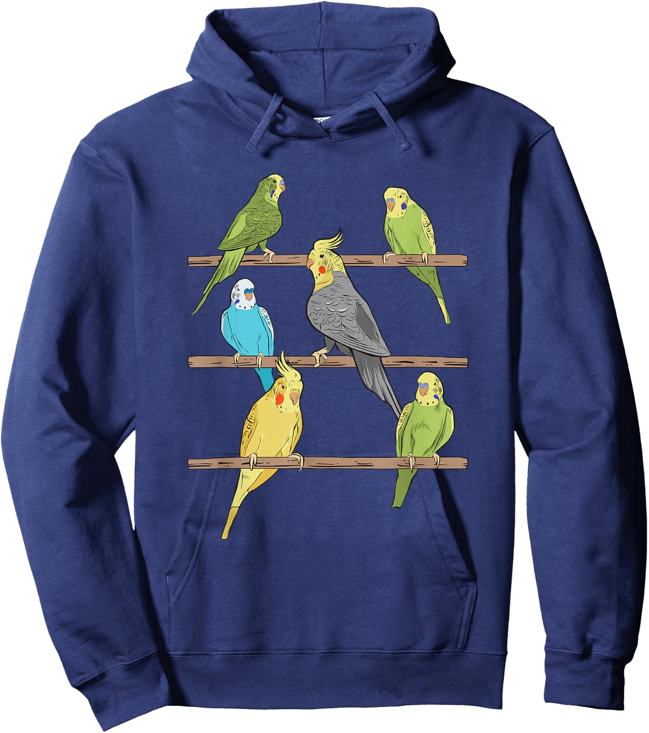 Budgie and Cockatiels on Poles Budgie Hoodie - Hoodie | Navy