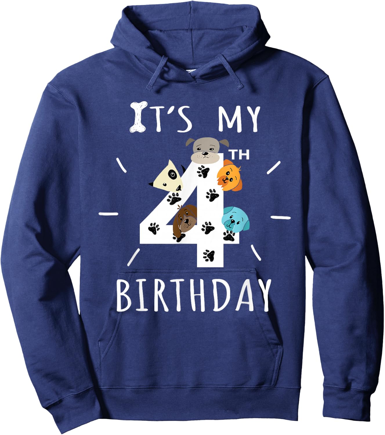 It's My 4th Birthday Dog Lover Theme 4 Years Old Puppy Hoodie - Hoodie | Navy