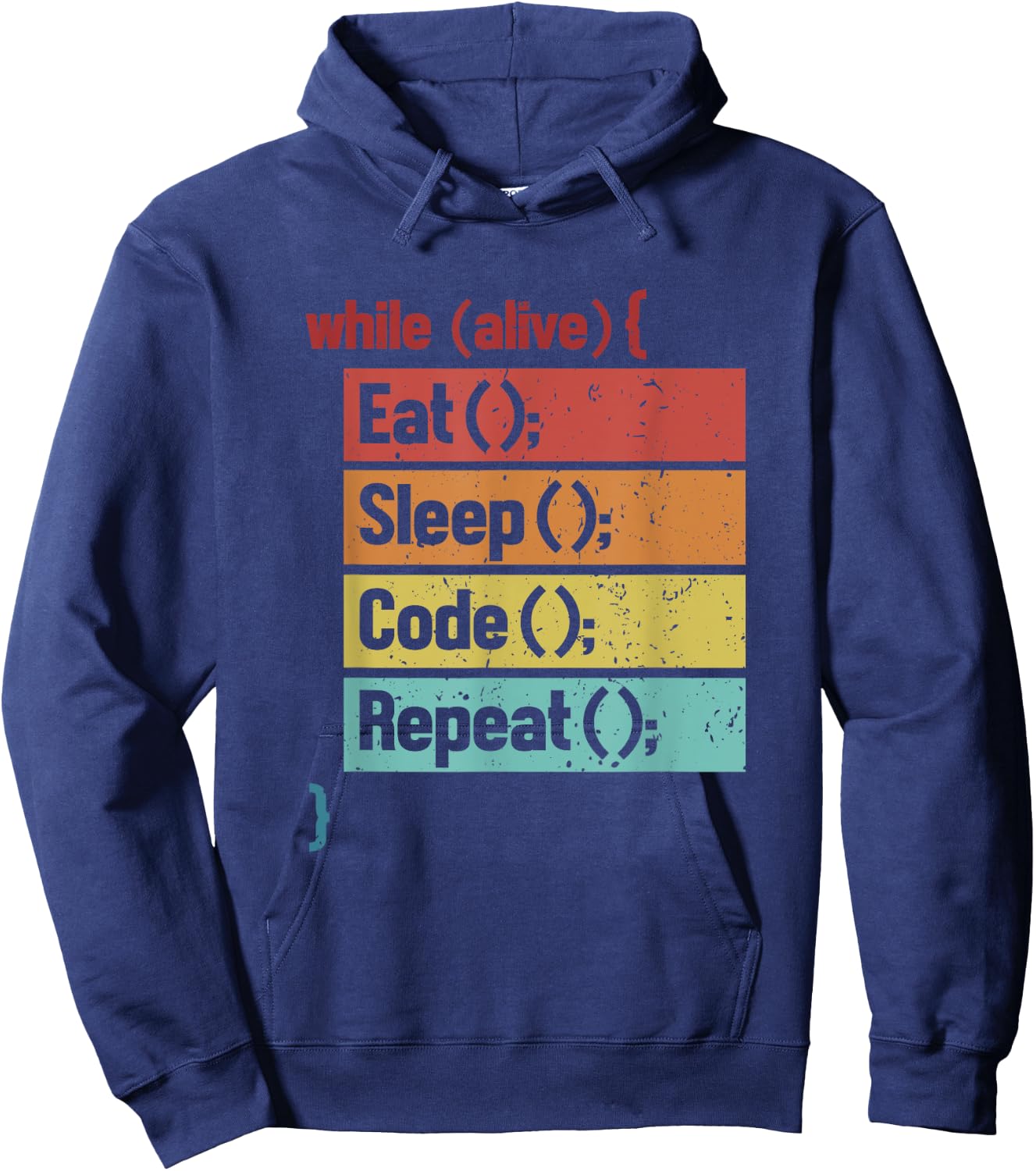 Eat Sleep Code Repeat Full Stack Coder Software Developer Hoodie - Hoodie | Navy