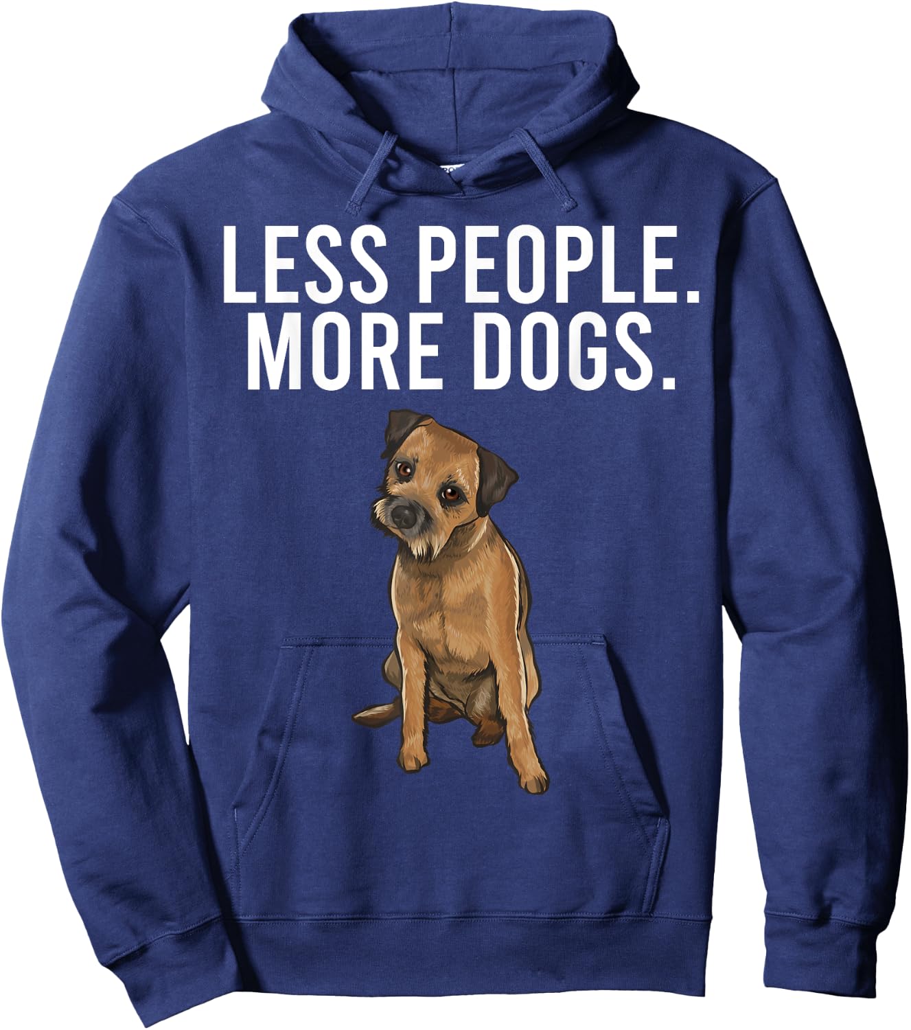 Less People More Dogs Border Terrier Funny Introvert Hoodie - Hoodie | Navy